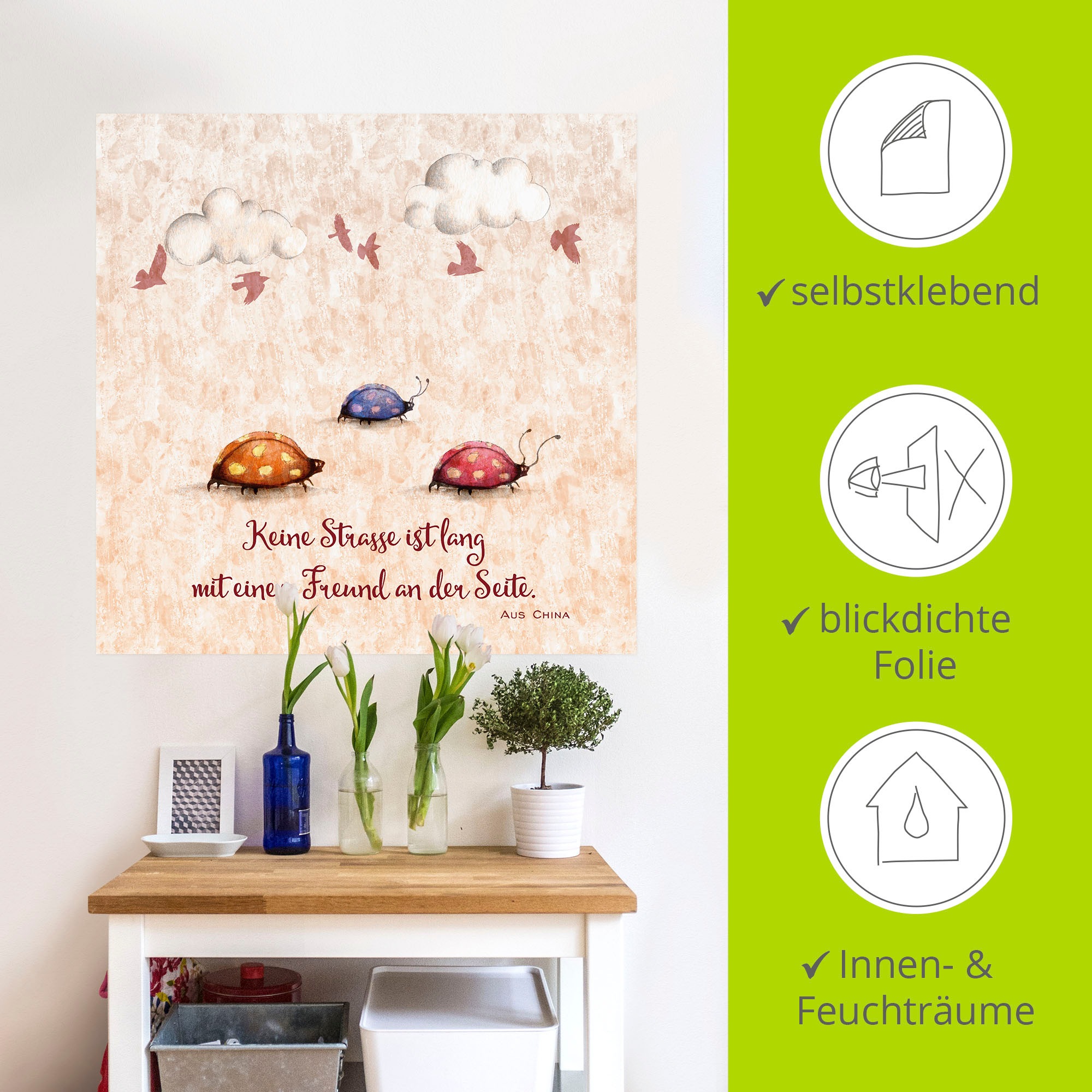 Artland Wandbild »Lebensweisheit Freunde«, Tiere, (1 St.), als Alubild, Outdoorbild, Leinwandbild, Poster, Wandaufkleber