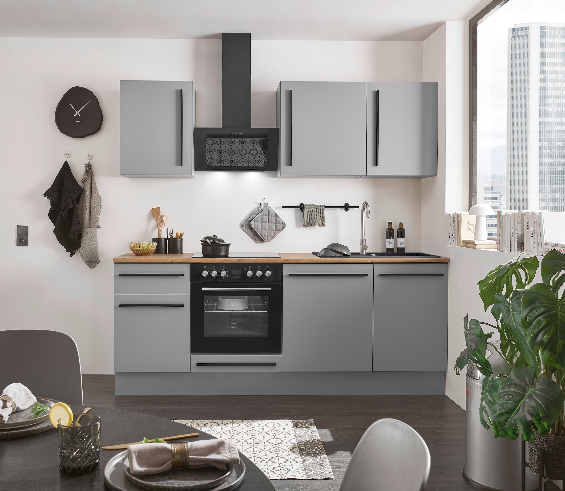 BASIC by Balculina Winkelküche »Denver, Küche BxHxT 220 x 211 x 60«, Breite 220 cm, wahlweise mit E-Geräten und Induktion
