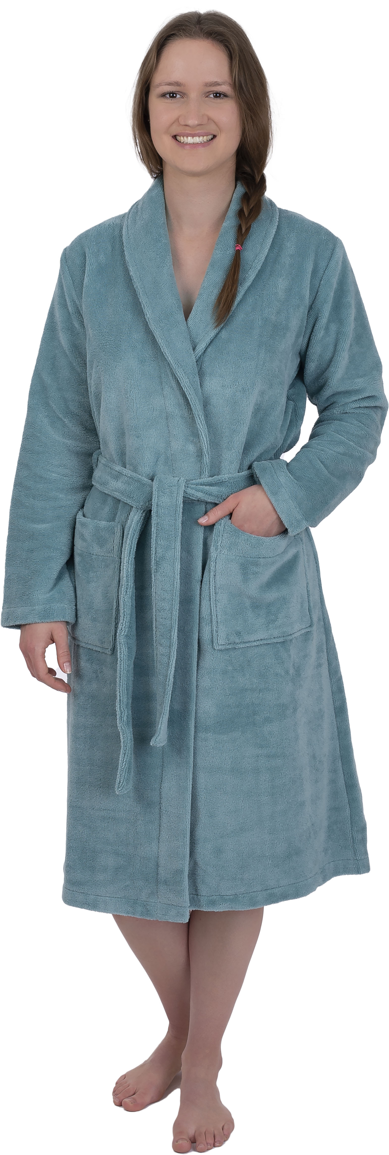 Wewo fashion Unisex-Bademantel »3048«, (1 St., mit Gürtel), für Damen &  Herren, leichter Kimono-Schnitt, reine Baumwolle, lang bei OTTO