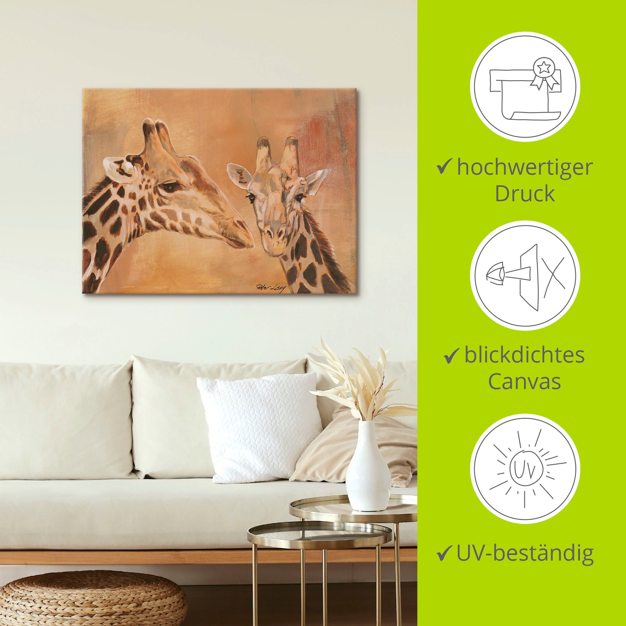 Artland Wandbild »Giraffen«, Wildtiere, (1 St.), als Alubild, Outdoorbild, Leinwandbild, Poster in verschied. Größen