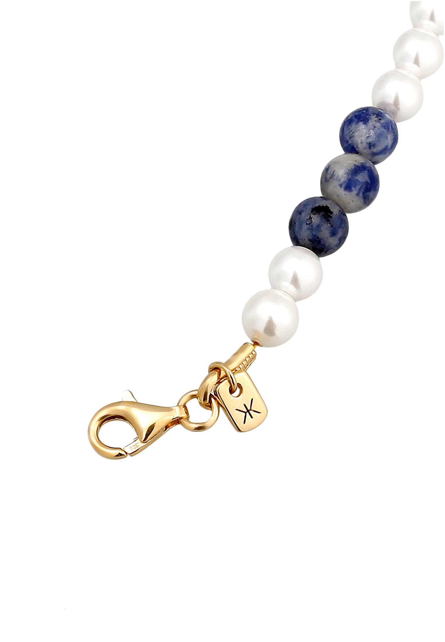 Kuzzoi Armkette »Armband Perlen Achat Blau 925 Sterling Silber vergoldet«