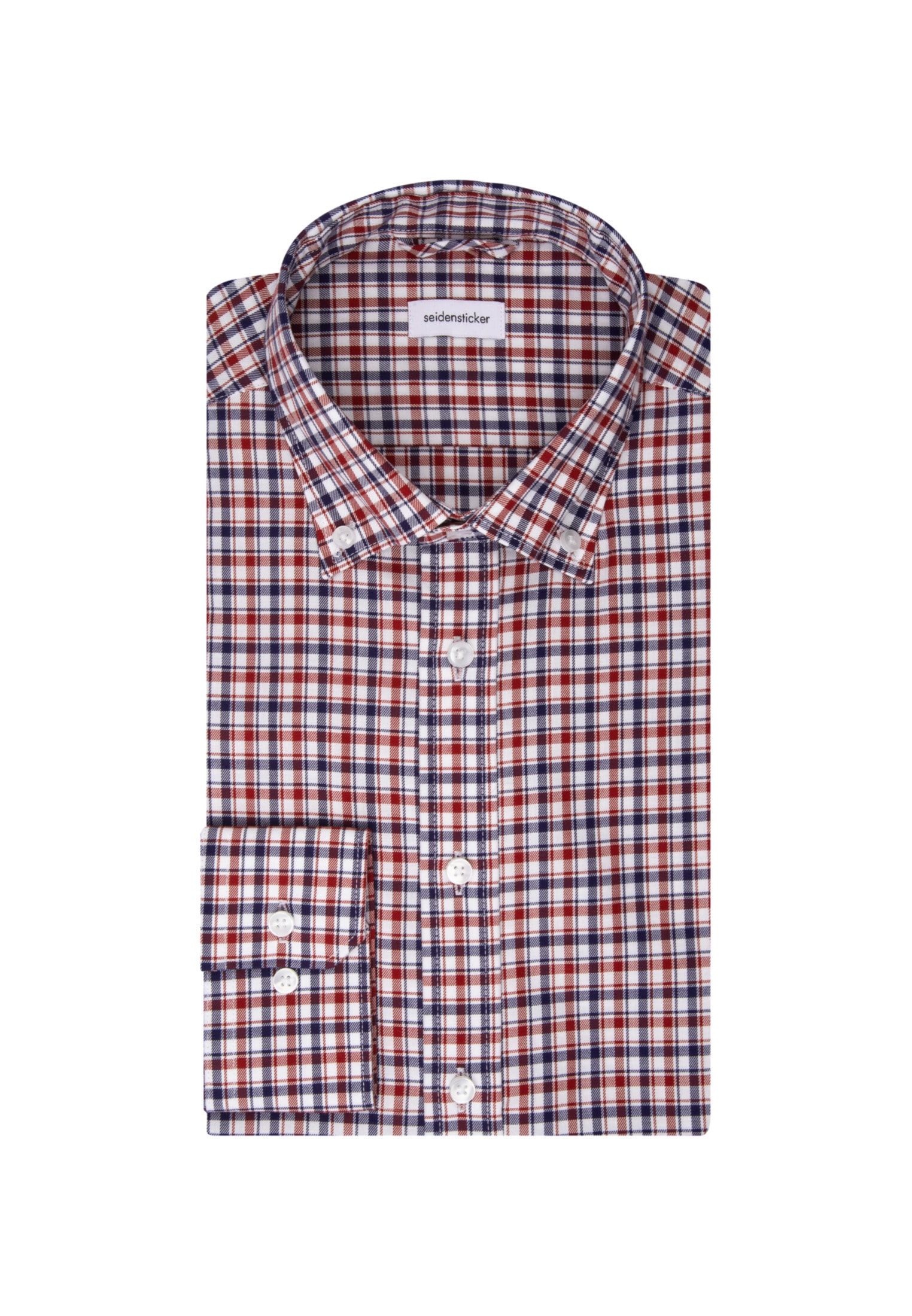 seidensticker Businesshemd »Slim«, Slim Langarm Button-Down-Kragen Karo