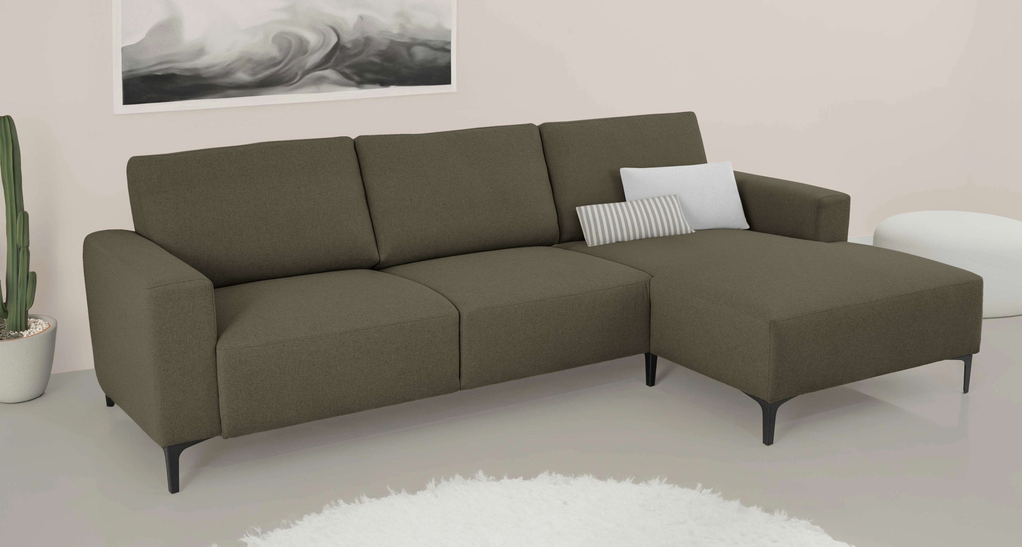 Home affaire Ecksofa »Tournon, L-Form, Breite 262 cm, Webstoff, Chenille« Designsofa im nordischen Stil, Wellenunterfederung, Metallfüße