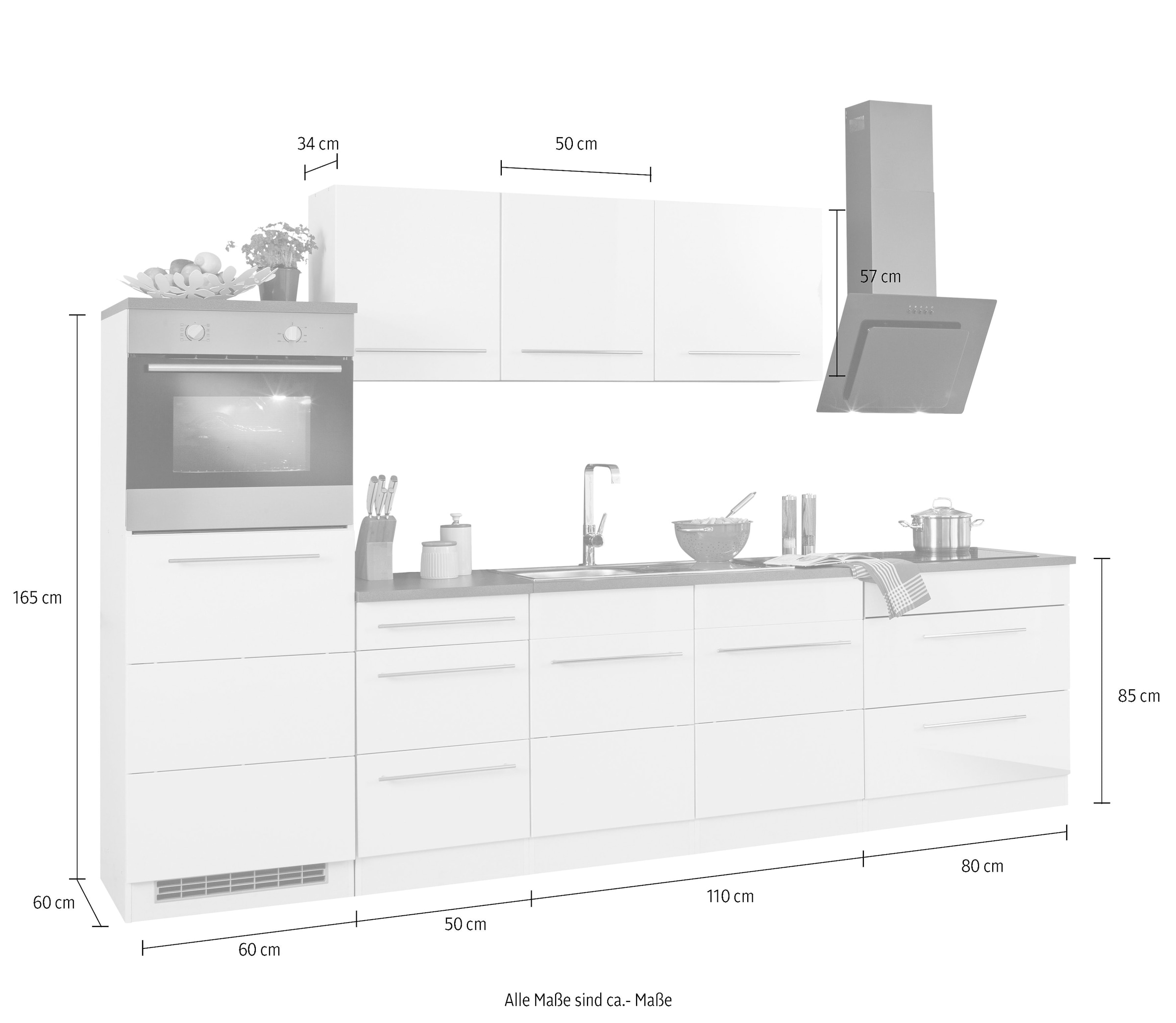 HELD MÖBEL Küchenzeile »Trient«, ohne E-Geräte, Breite 300 cm kaufen online  bei OTTO