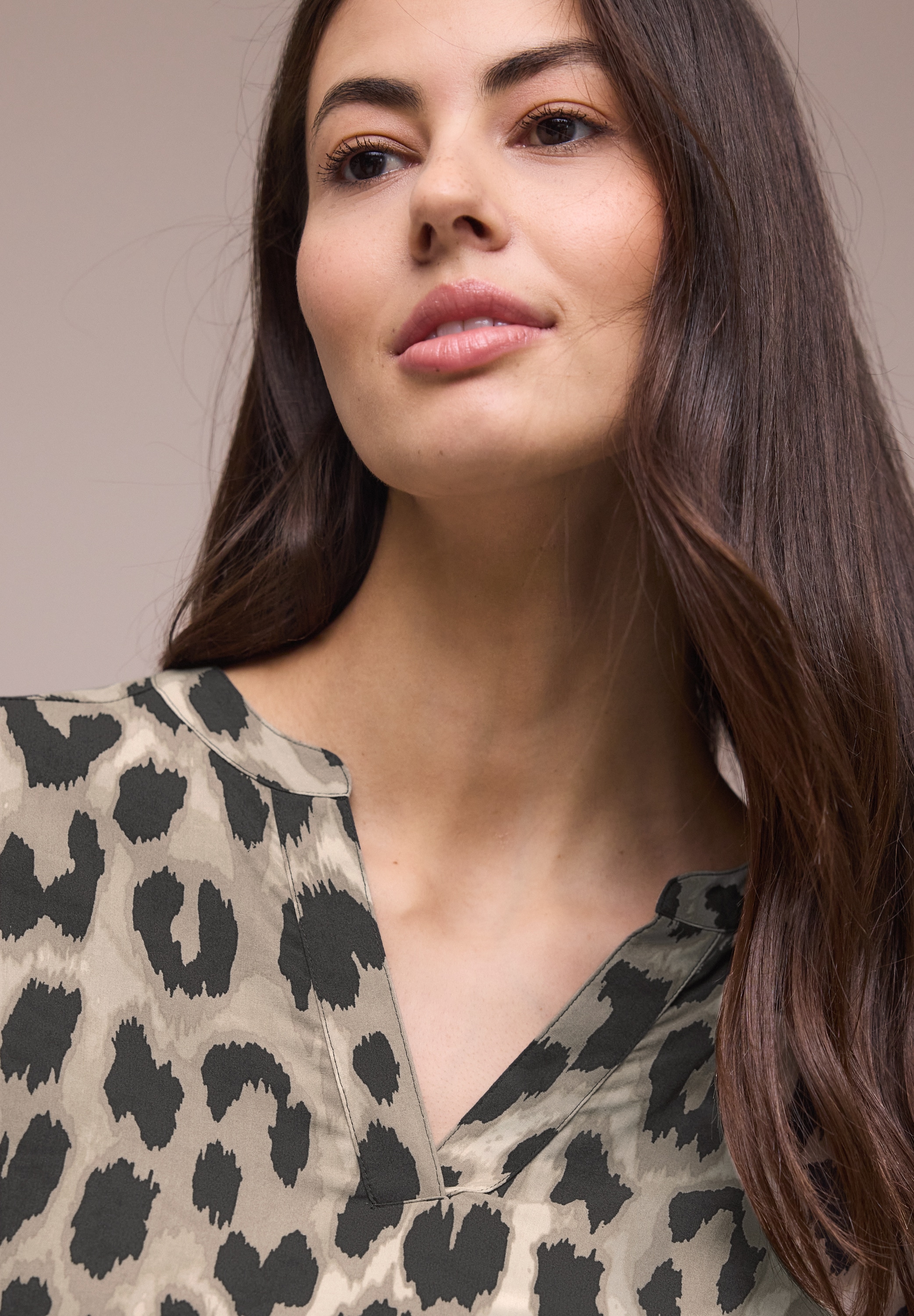 STREET ONE Kurzarmbluse Sommerbluse mit  Animal Print