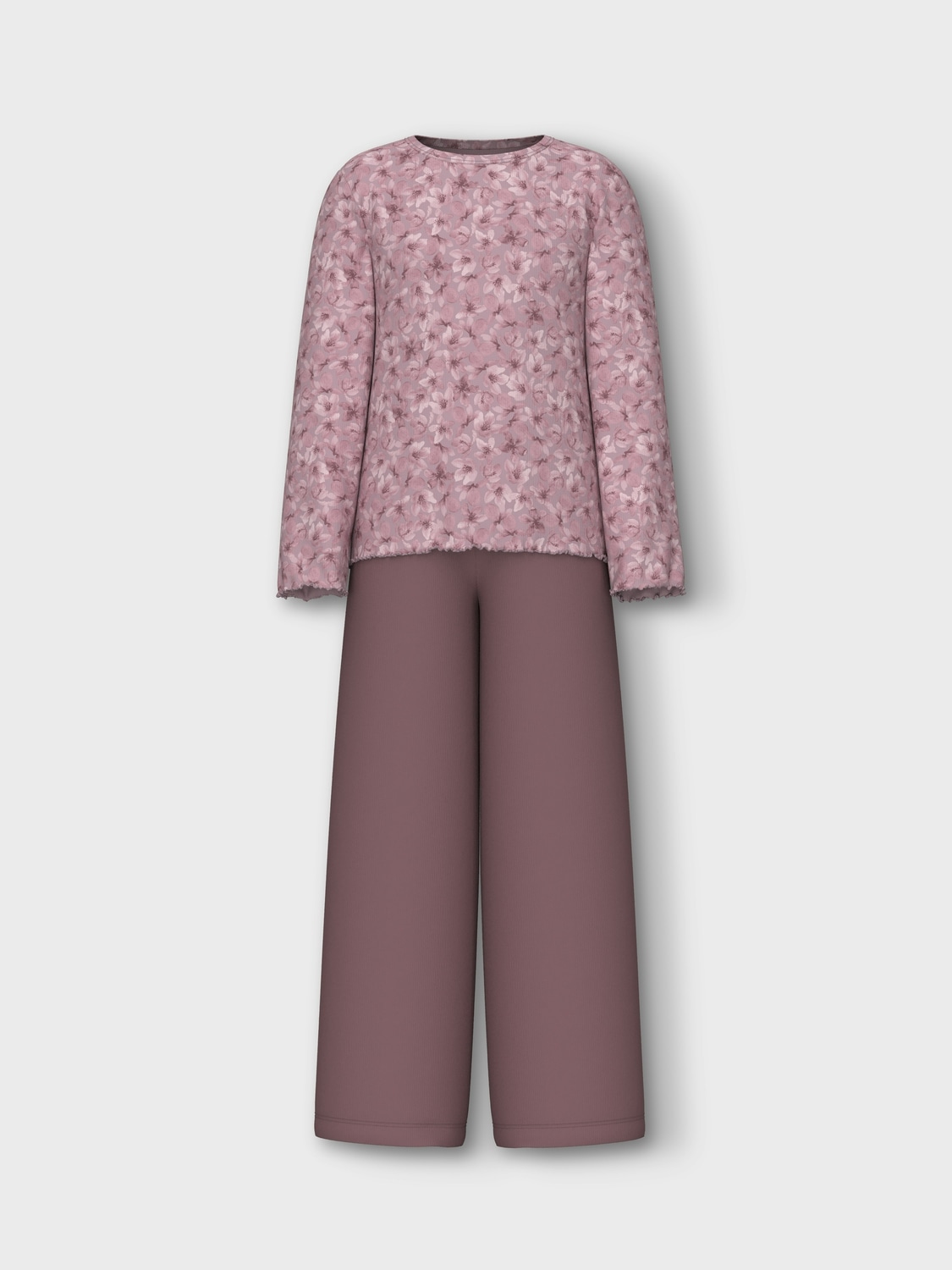 Name It Schlafanzug »NKFNIGHTSET MAUVE FLOWER LOOSE RIB NOOS«
