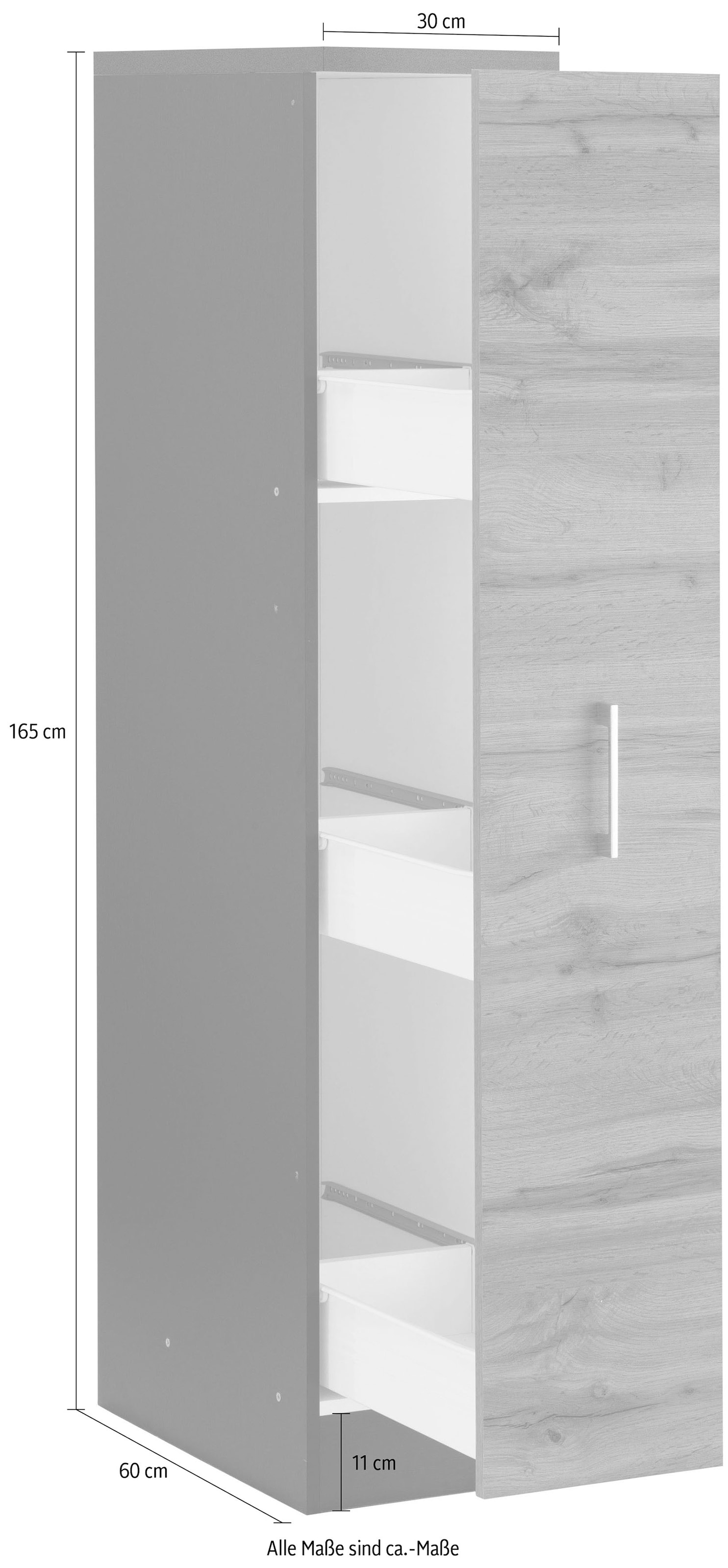 HELD MÖBEL Apothekerschrank »Colmar«, 30 Metallgriff 3 mit hoch, Ablagen, bei bestellen cm 165 cm mit OTTO breit