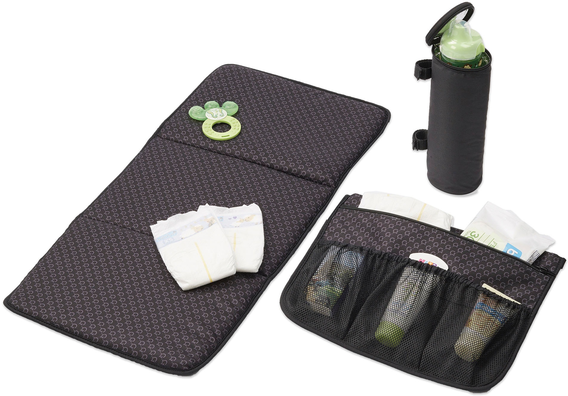 Gesslein Wickeltasche »N°4 cognac, dark oliv«, mit Wickelauflage und Flaschenhalter, Made in Germany