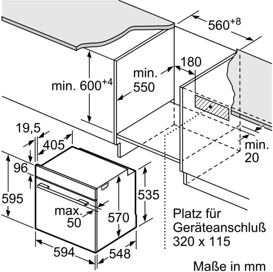BOSCH Einbaubackofen 4 »HBA533BW1«, mit Teleskopauszug nachrüstbar, ecoClean Direct