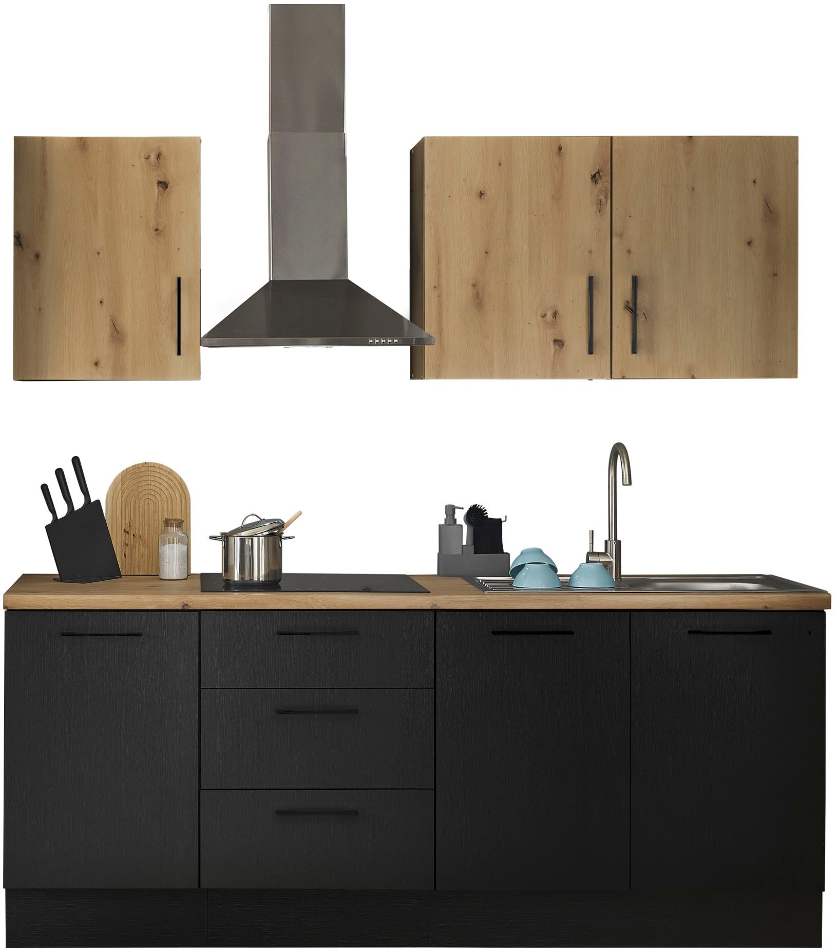 BASIC by Balculina Küchenzeile »Turin« Breite 210 cm, ohne E-Geräte, mit Soft-Close-Funktion