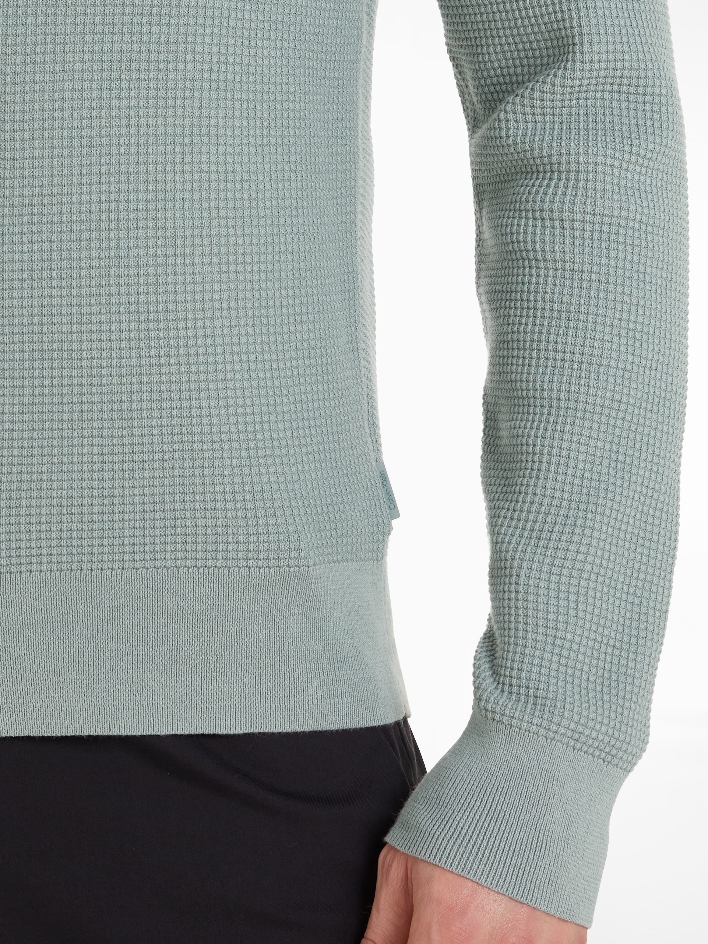 Calvin Klein Rundhalspullover »WAFFLE STRUCTURE SWEATER«, mit Markenlabel
