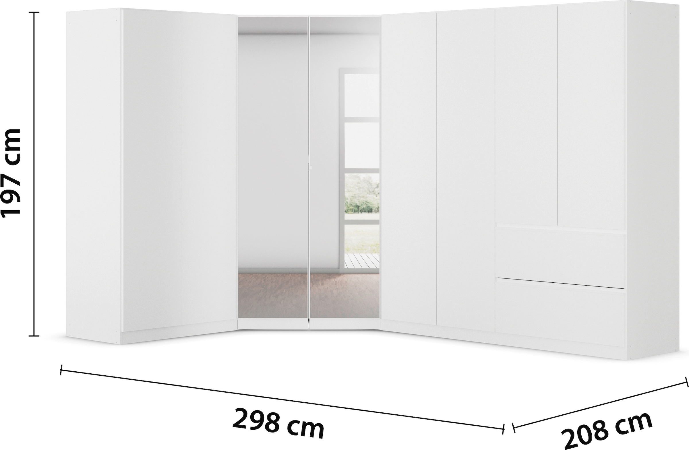 rauch Schrank-Set »Kleiderschrank Schrank Garderobe Wäscheschrank COSTA mit Spiegel«, viel Platz, grifflose Front und Push-to-Open Funktion MADE IN GERMANY