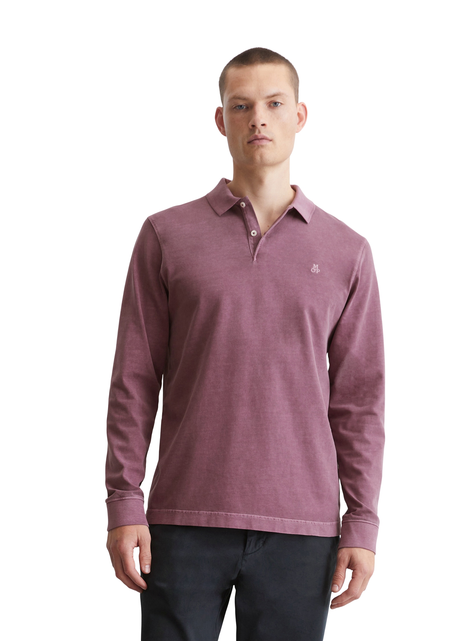 Marc O'Polo Langarm-Poloshirt, im Washed-Look