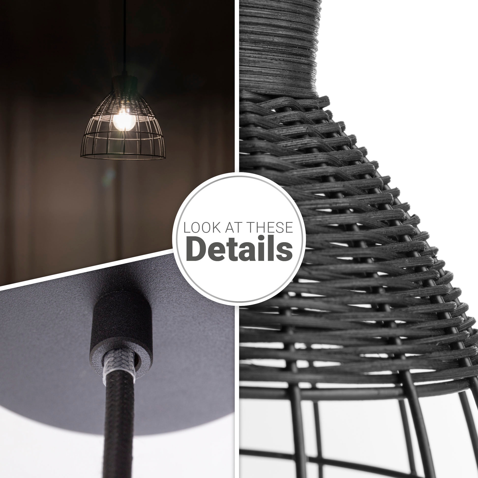 Paco Home Pendelleuchte »PUCU«, Leuchtmittel E27 | ohne Leuchtmittel, Korb Lampe LED Hängeleuchte Rattan Esszimmerlampe Boho E27 Vintage