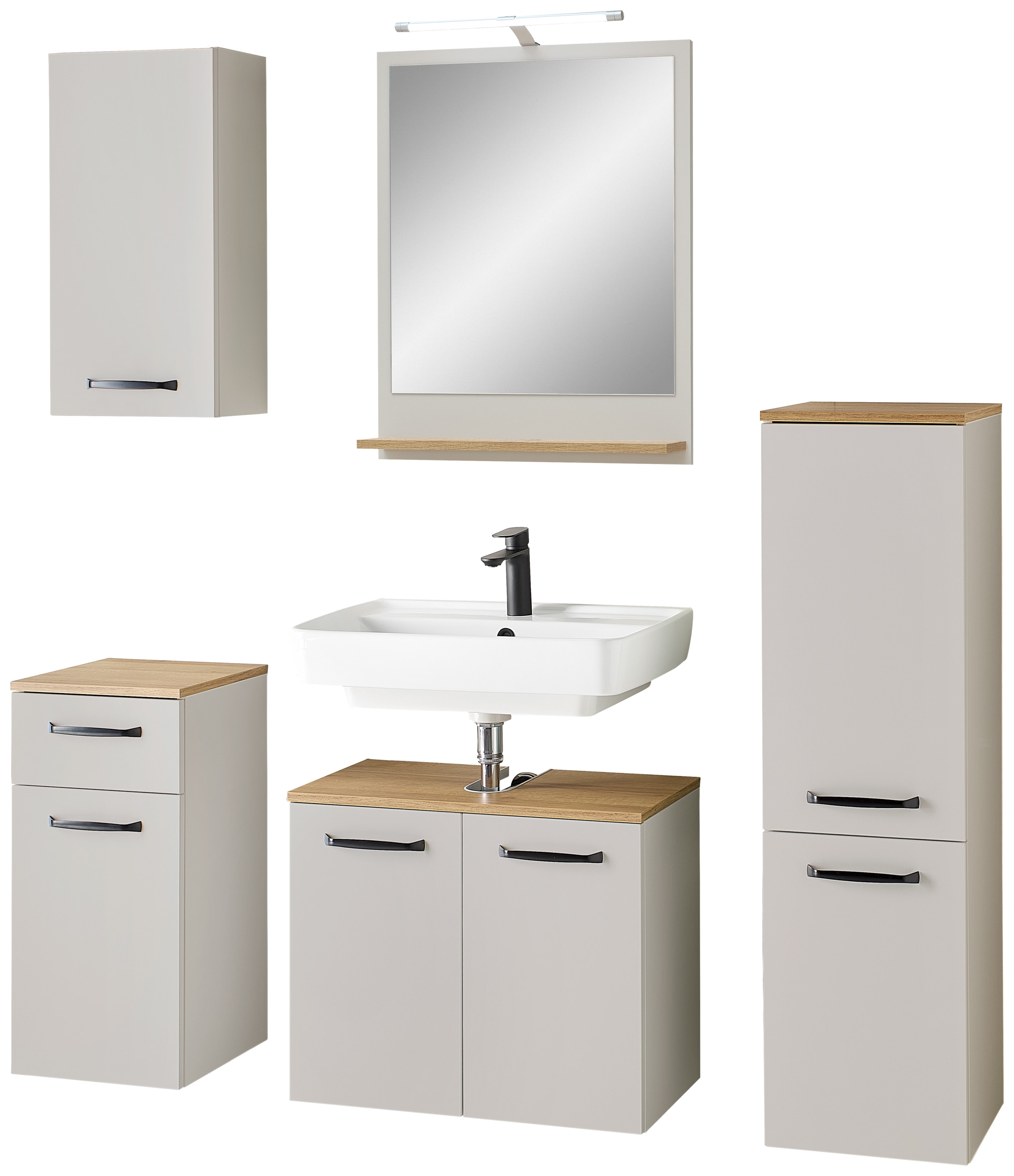 Saphir Badmöbel-Set »Quickset 500, Waschbeckenunterschrank mit Spiegel« 6 Stk. tlg.