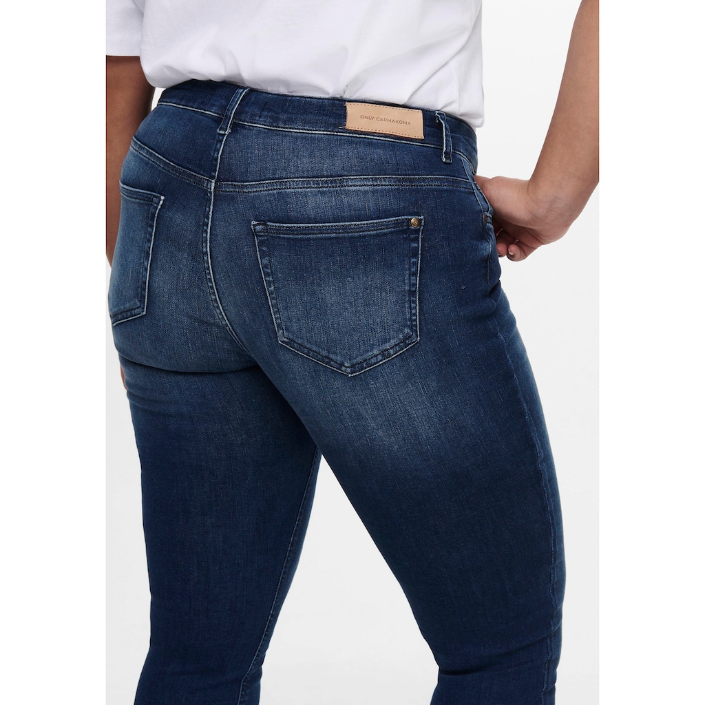 ONLY CARMAKOMA Skinny-fit-Jeans »CARWILLY REG SKINNY ANK JEANS«, mit Fransensaum