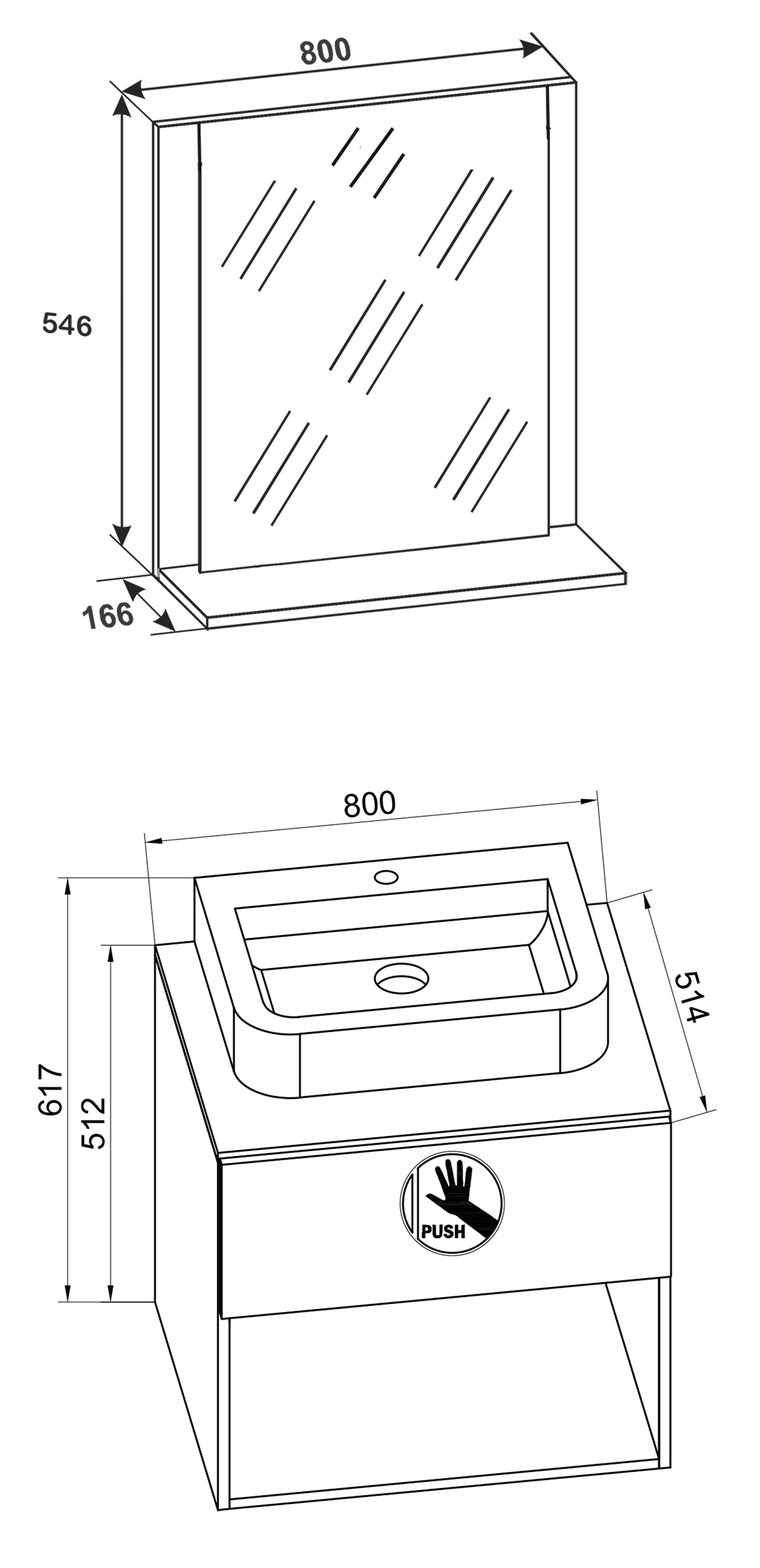 VCM Waschtisch »3-tlg. Waschplatz Waschtisch Lendas ll Spiegel« 3 Stk. tlg.