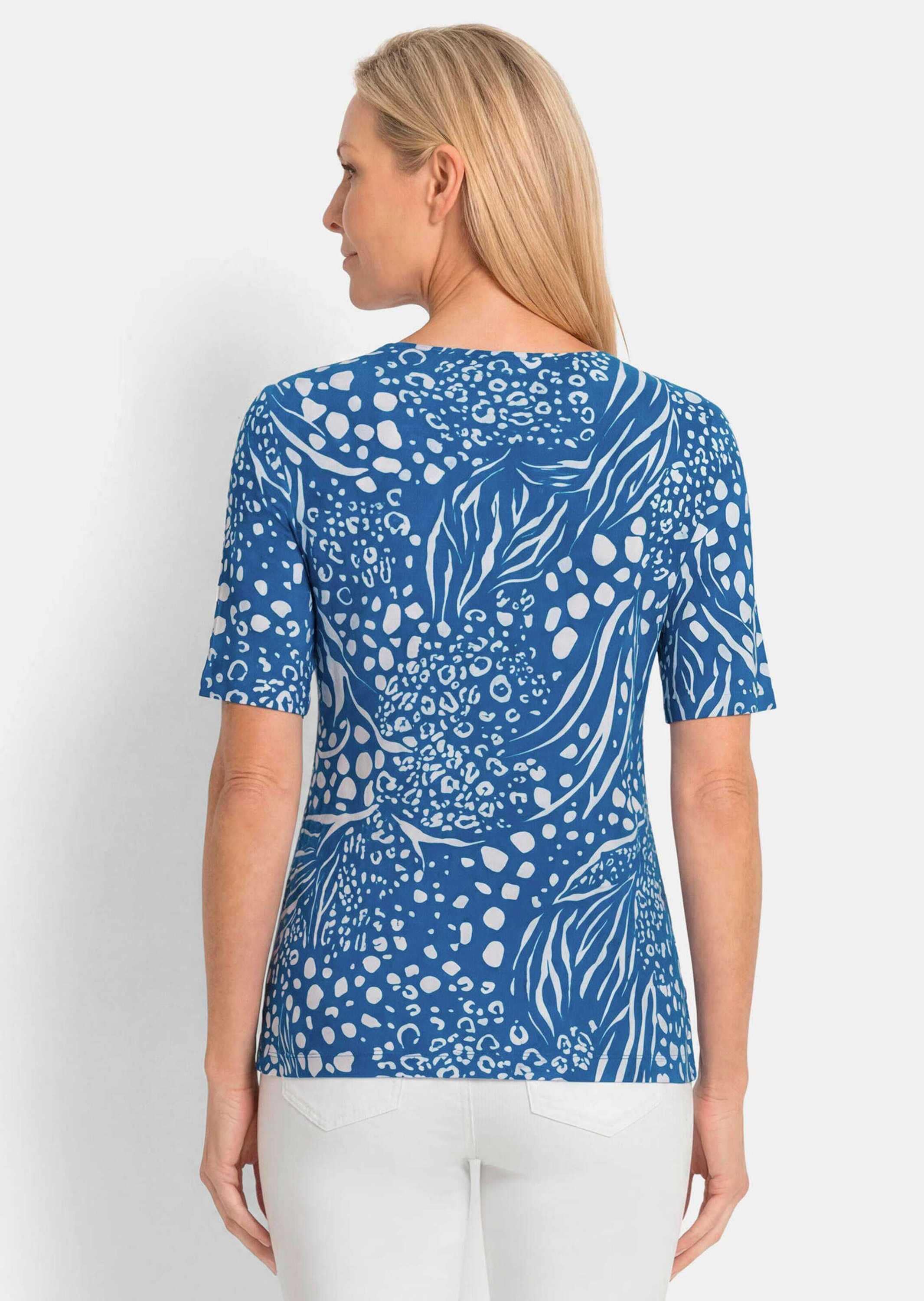 GOLDNER Kurzarmshirt »Kurzgröße Viskoseshirt in modischem Animal Print« stretchbequemer Viskosejersey