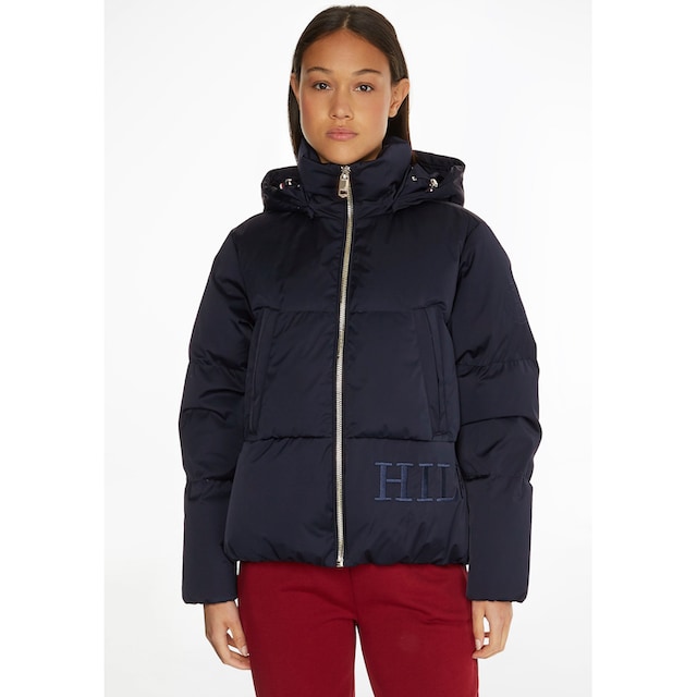 Tommy Hilfiger Steppjacke »SATEEN DOWN HOODED JACKET«, mit Kapuze, mit  Tommy Hilfiger Schriftzug bei OTTO
