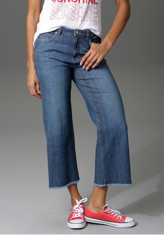 7/8-Jeans, mit leicht ausgefranstem Beinabschluss
