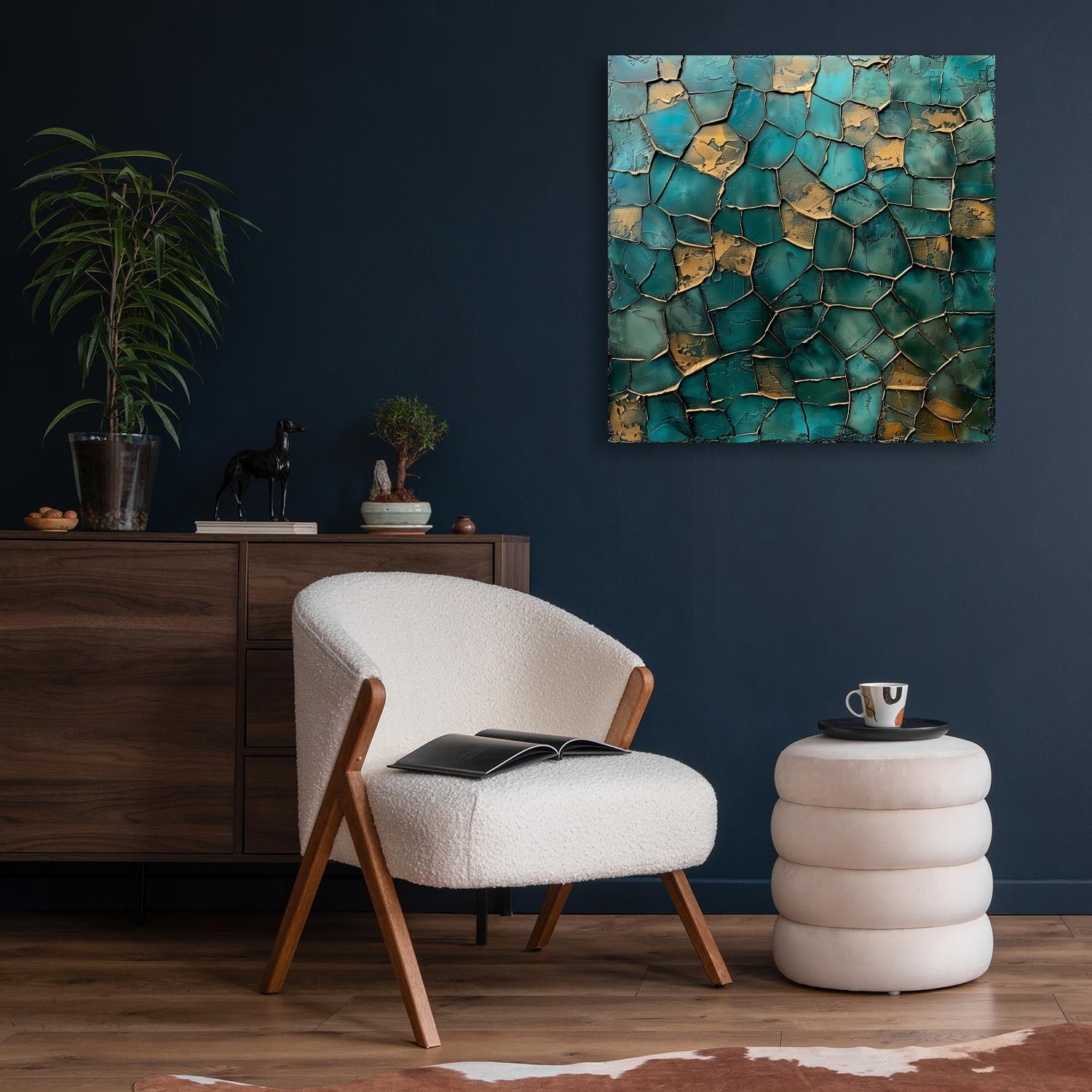 queence Acrylglasbild »Mosaik in Türkis«, Abstrakt-Abstrakte-Formen-Gemälde-Kunst, (1 St.), Fine Art-Print in Galeriequalität