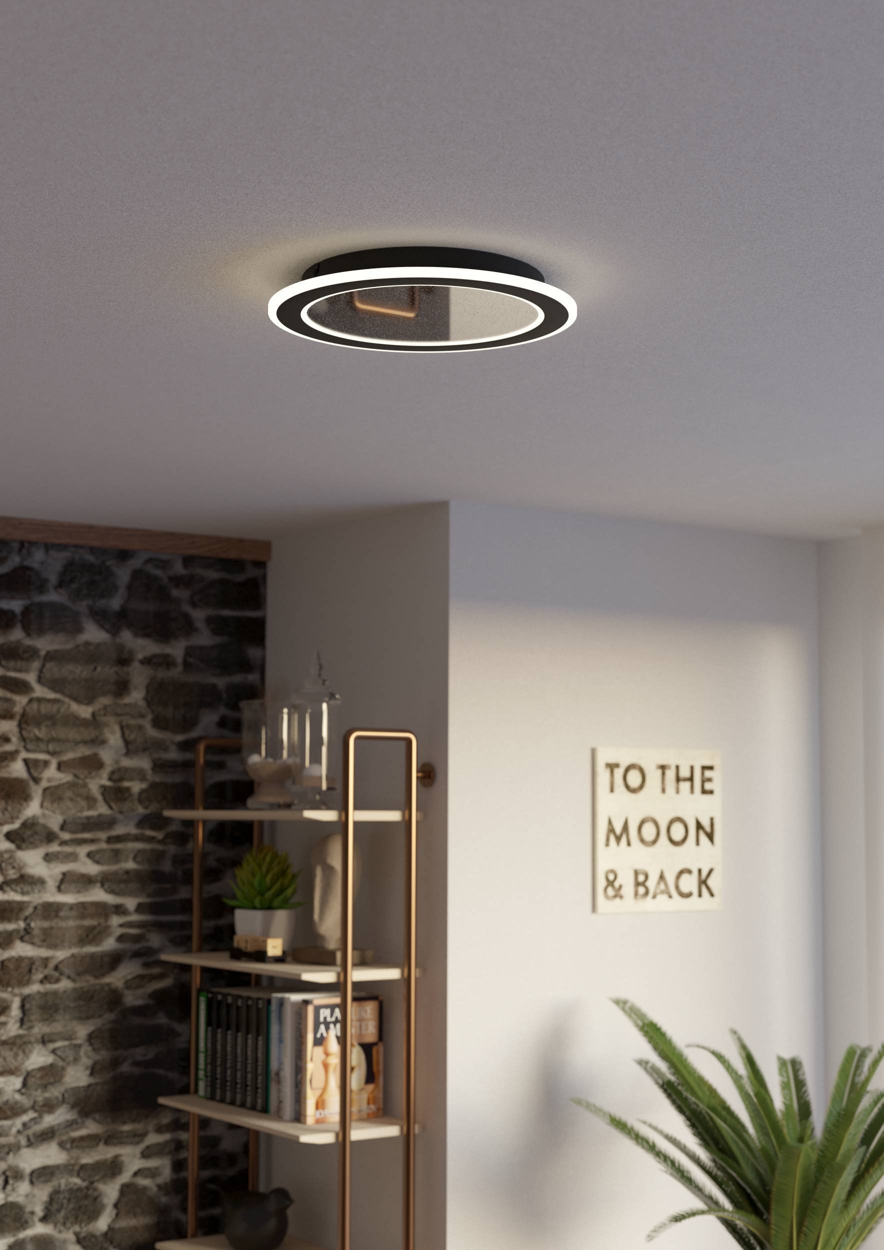EGLO Deckenleuchte »Macchoni Deckenlampe, Kristall Deckenleuchte mit Fernbedienung, Lampe« LED-Modul 1 Stk. Kaltweiß | Neutralweiß | Warmweiß Wand-/Deckenleuchte - H5 x Ø38 cm - schwarz, weiß - 20W inkl.