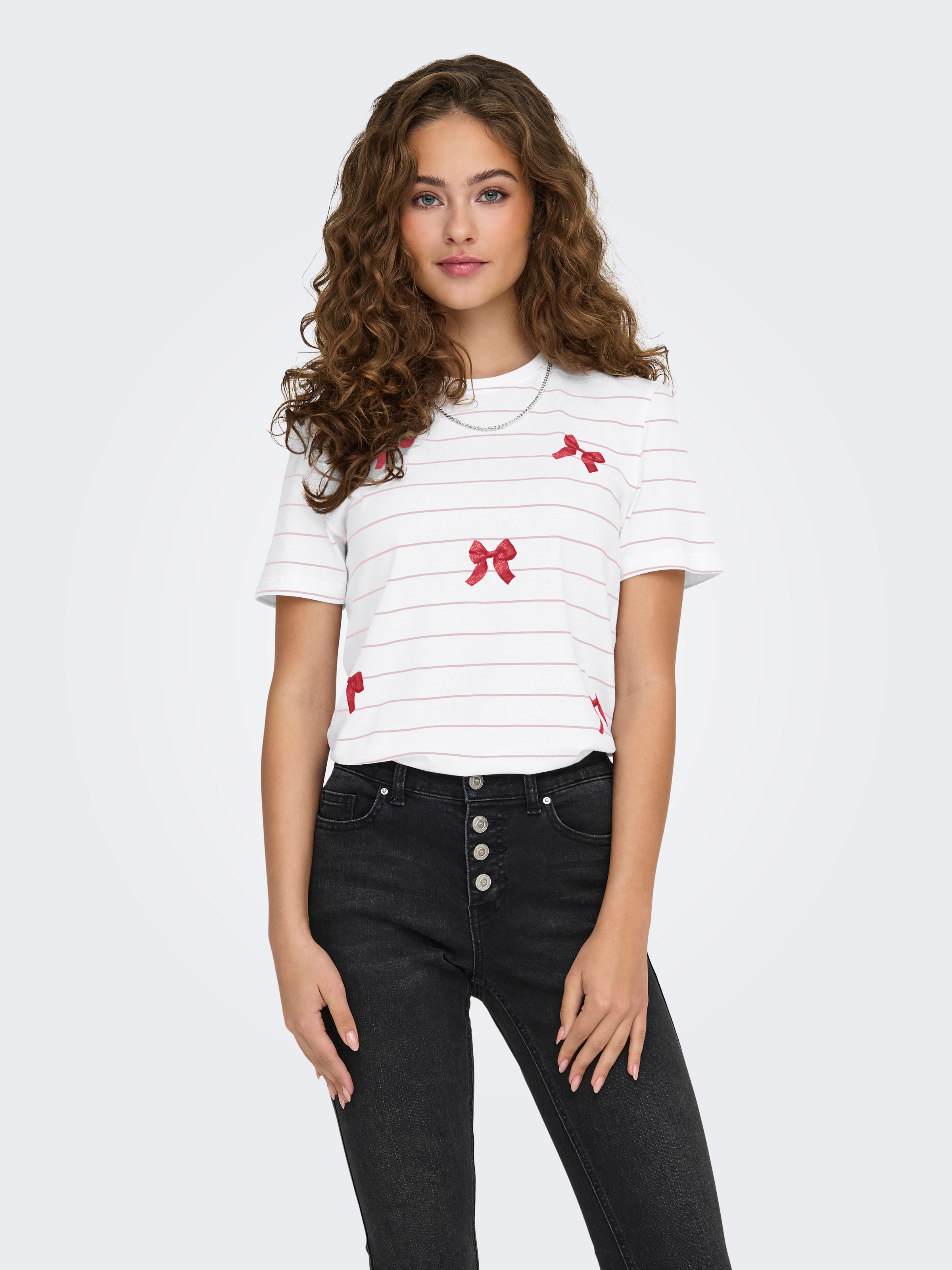 ONLY Kurzarmshirt »ONLKIRA LIFE BOW S/S TEE CS JRS«