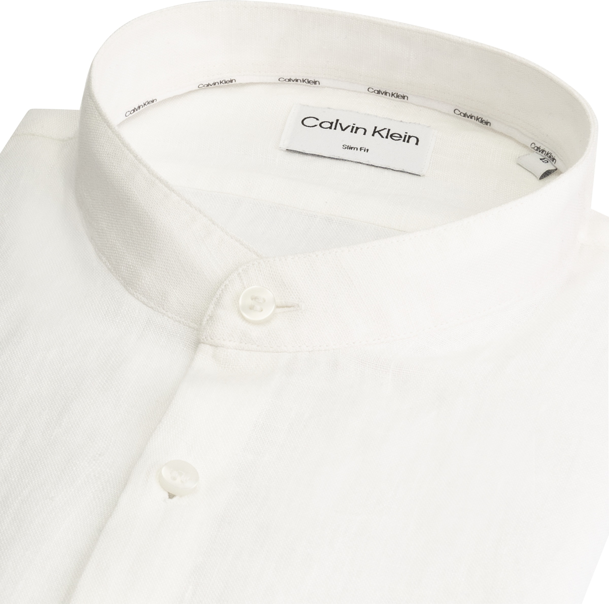 Calvin Klein Leinenhemd »LINEN STANDUP COLLAR SLIM SHIRT«, in Unifarbe