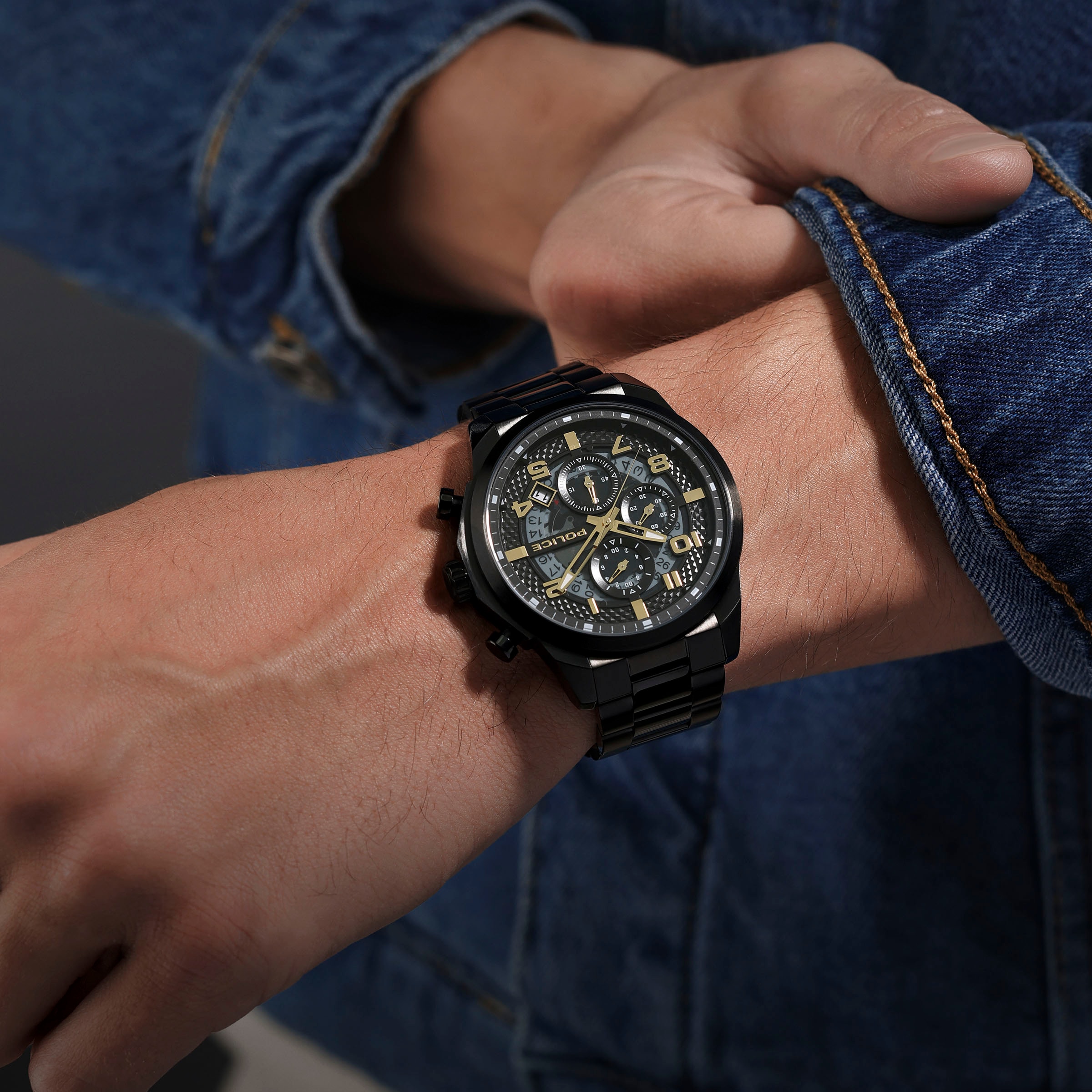 Police Chronograph »SOUL« Quarzuhr, Armbanduhr, Herrenuhr, Edelstahlarmband, analog