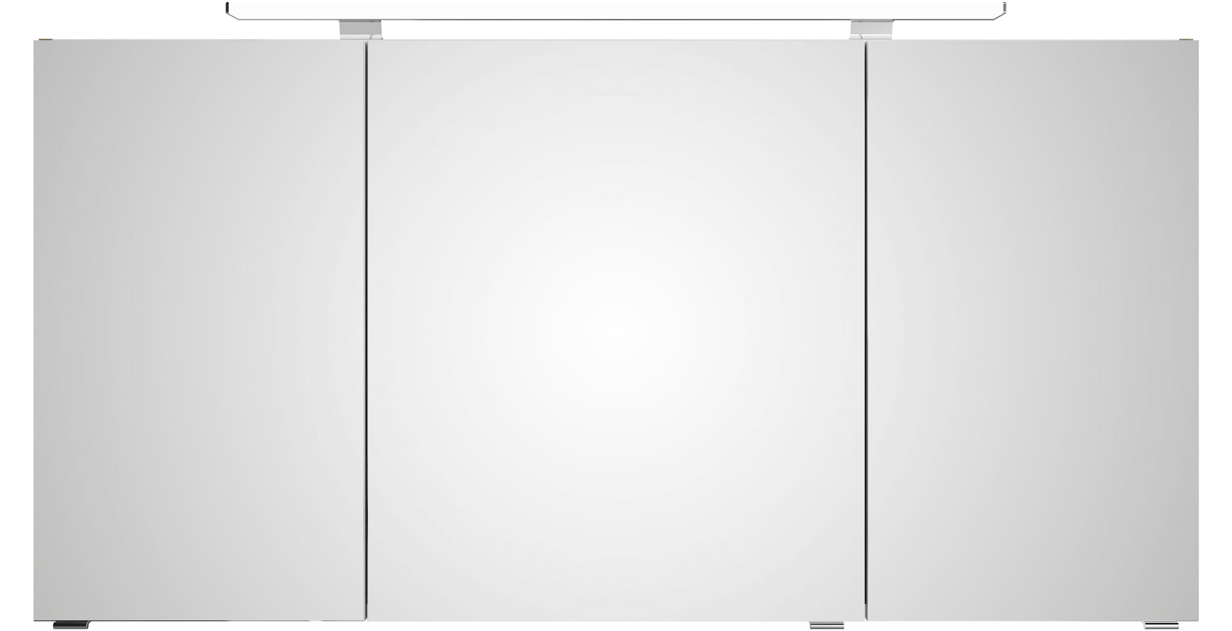 Saphir Badezimmerspiegelschrank »Serie 4010 Badezimmer-Spiegelschrank inkl. LED-Aufsatzleuchte«, Badschrank 140 cm breit, 3 Türen, 6 Glas-Einlegeböden, inkl Türdämpfer