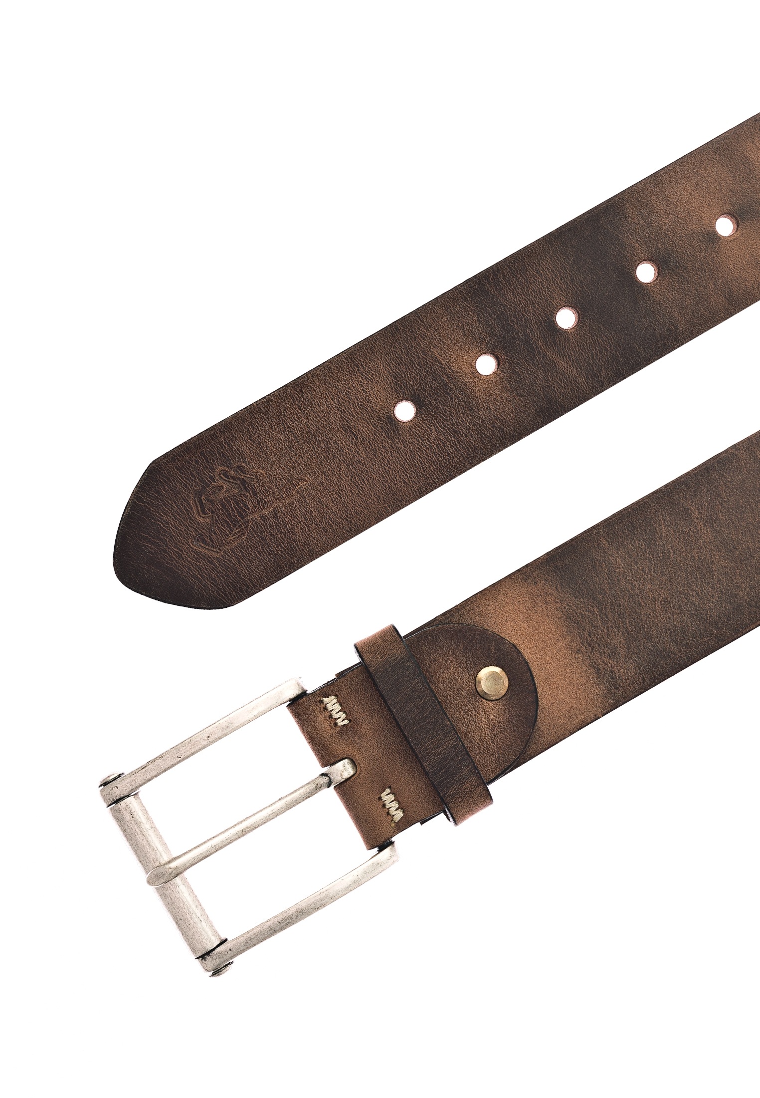 MUSTANG Ledergürtel, Leder-Gürtel mit Vintagecharakter und Roll-Schließe, 4,5 cm