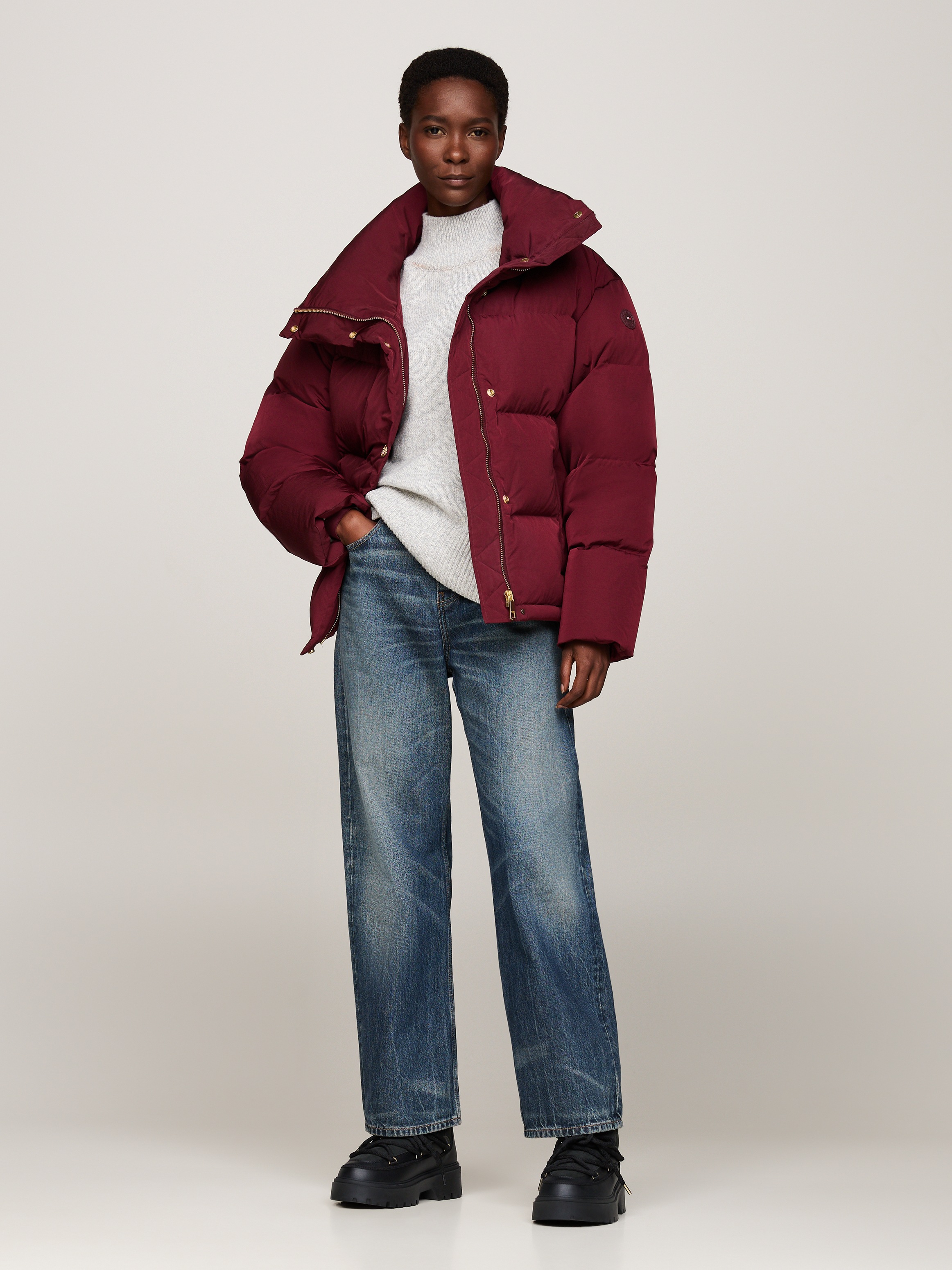 Tommy Hilfiger Snowboots »REAL SHEARLING LACE-UP SNOWBOOT«, Blockabsatz, Winterboots, Schneestiefel, aufgesetzte Schnürung