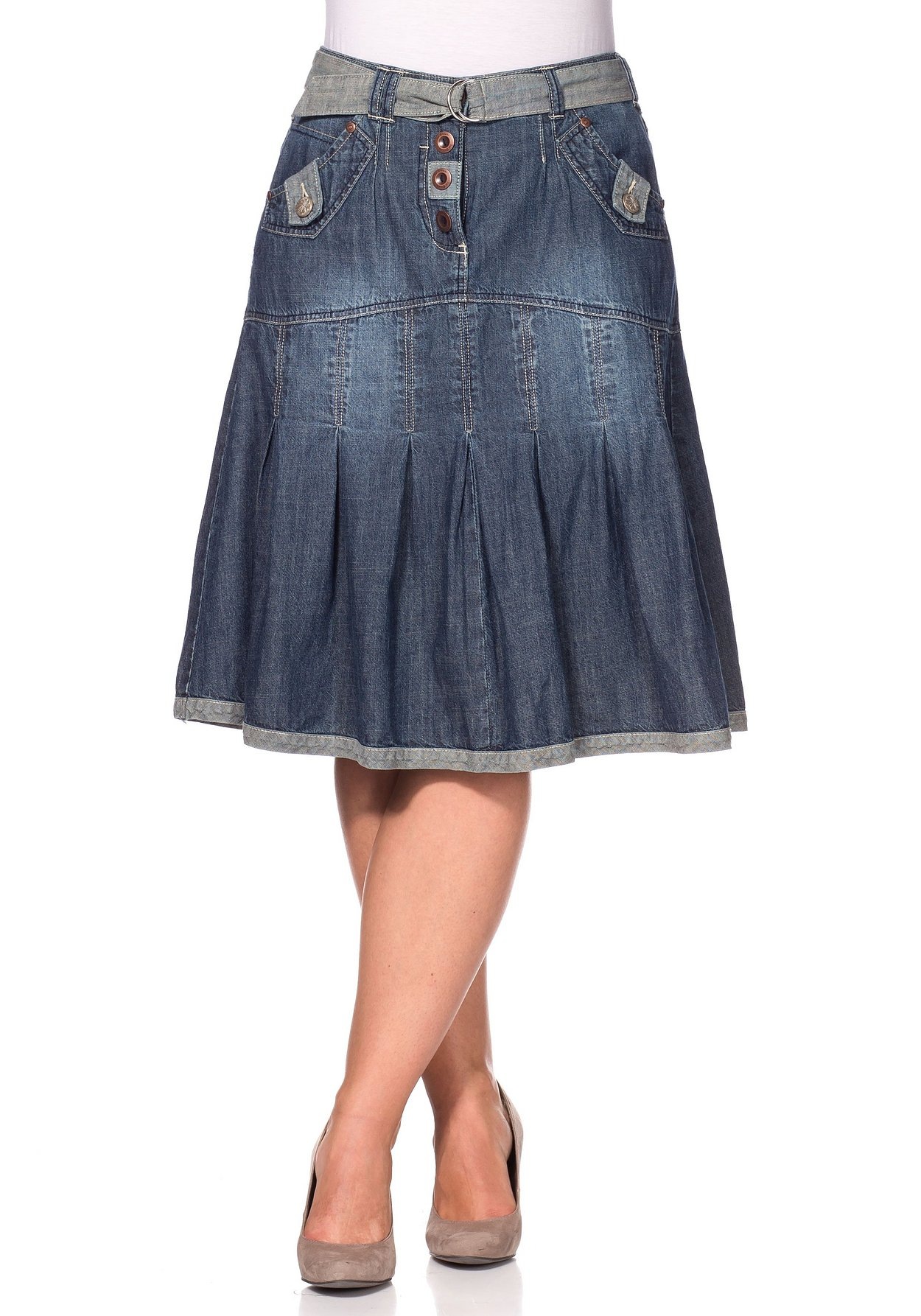 Sheego Jeansrock »Jeansrock Saumabschluss hell abgesetzt«