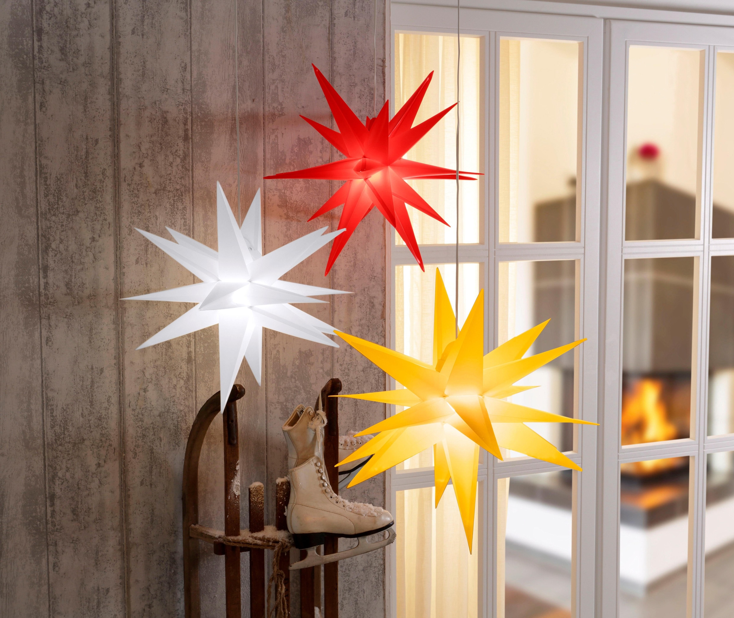 my home LED Stern »Weihnachtsstern, 3D-Optik«, Ø 57 cm, mit 6-Stunden-Timer, Weihnachtsdeko aussen