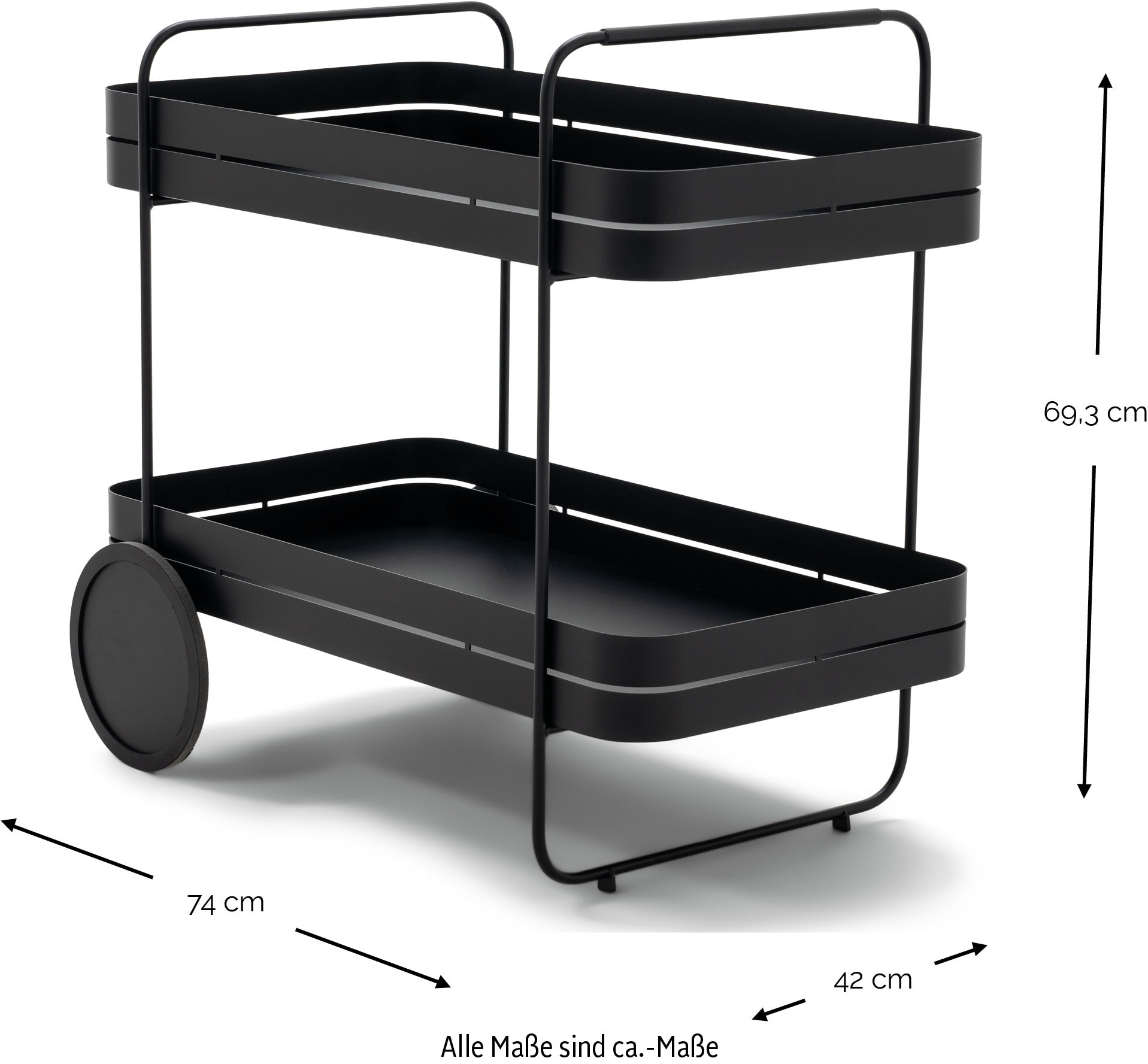 Spinder Design Servierwagen »GIN & TROLLY«, (1 St.), Servierwagen aus Stahl mit Gummirädern