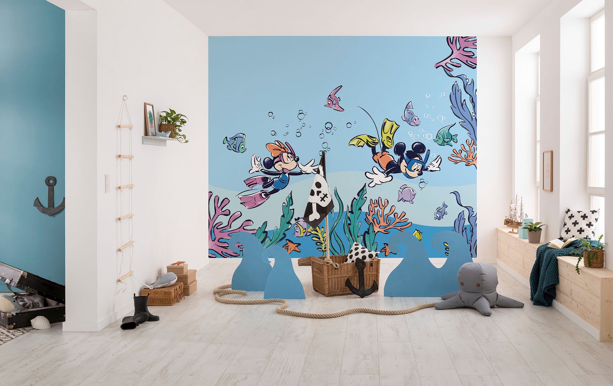 Komar Fototapete »Vlies Fototapete -Mickey & Minnie Coral Reef - Größe 300 x 250 cm«, bedruckt