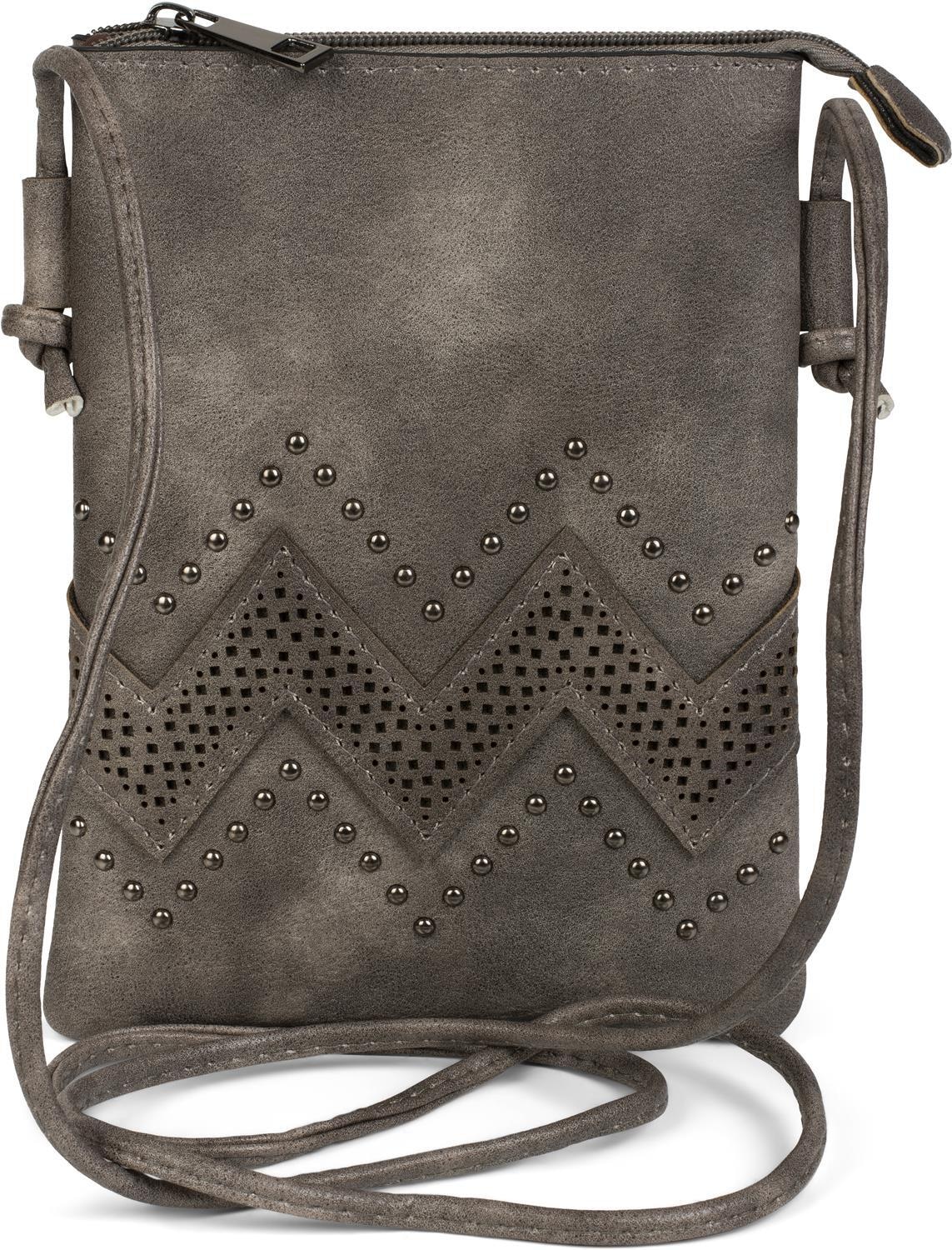 styleBREAKER Mini Bag »Mini Umhängetasche ZickZack Cutout Nieten«