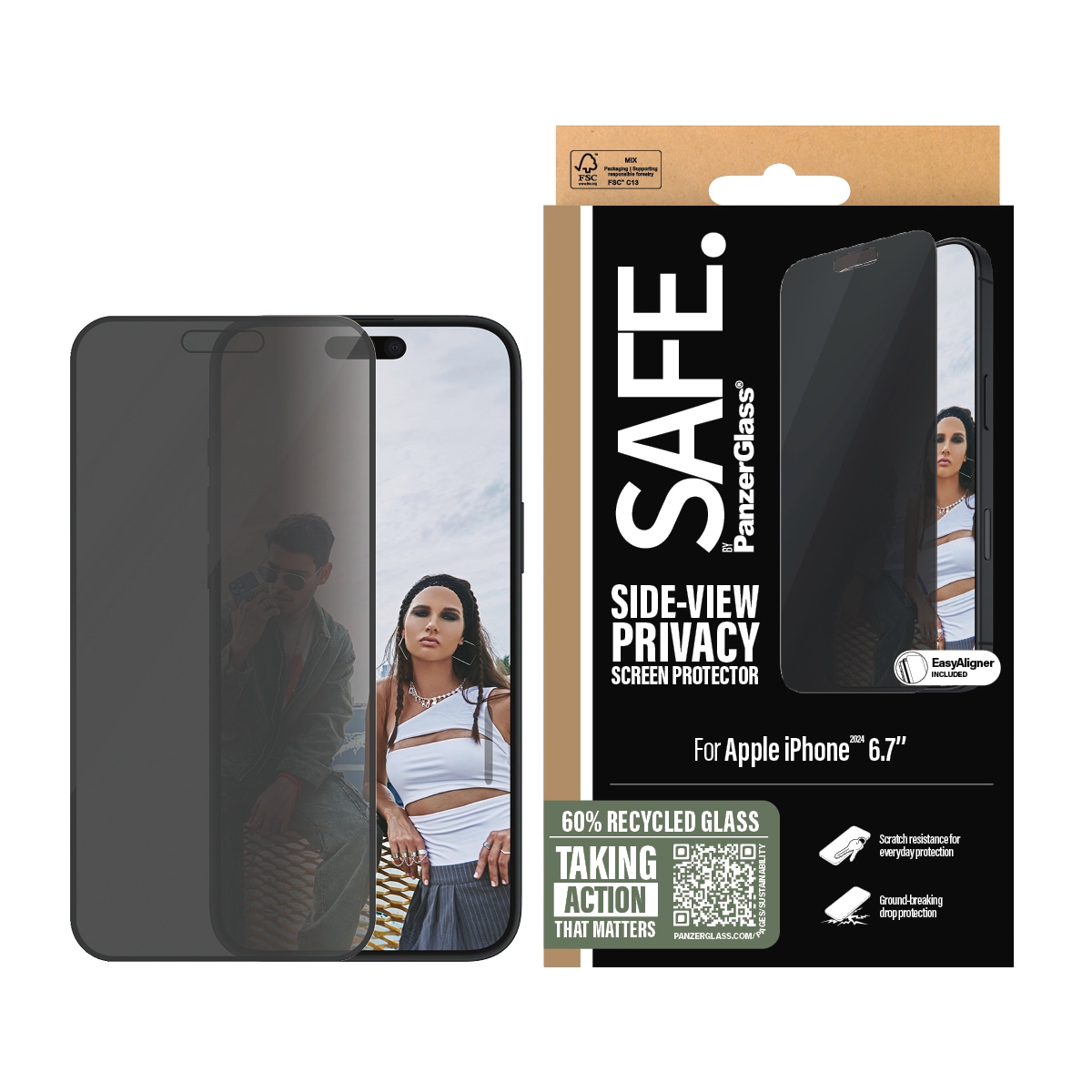 Displayschutzglas »Side-View Privacy Screen Protection«, für Apple iPhone 16 Plus, (1...