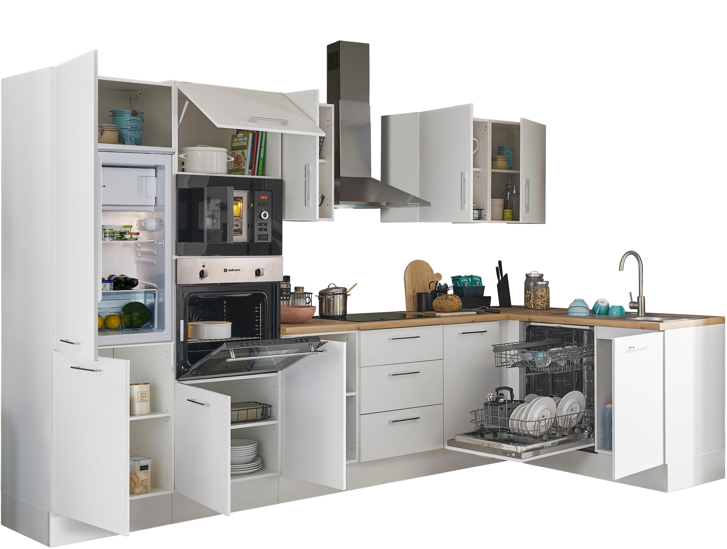 BASIC by Balculina Winkelküche »Turin« Stellbreite 340x175 cm, wahlweise mit E-Geräten