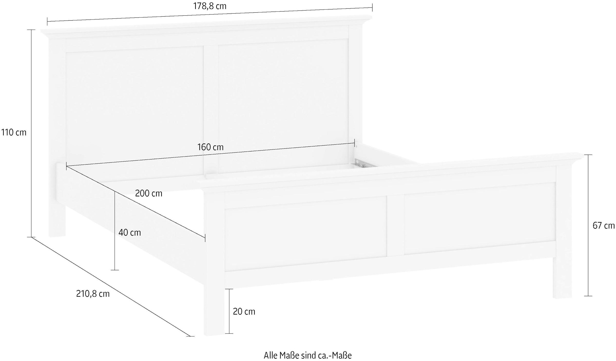 Home affaire Bett »Paris Bettgestell, Doppelbett,« mit Kassetten-Optik an Kopf- und Fußteil