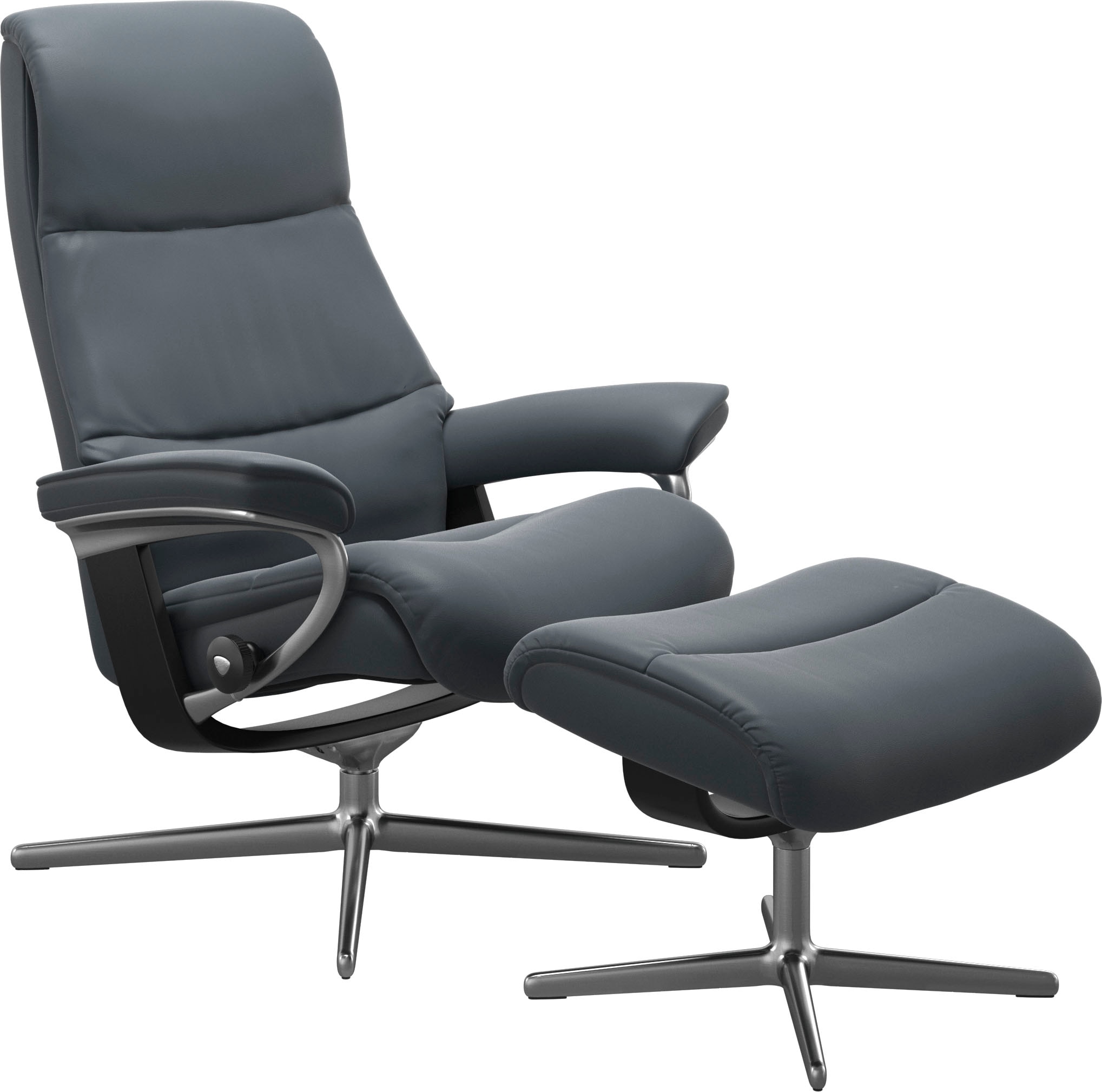 Stressless® Relaxsessel »View« Set, Relaxsessel mit Hocker,  mit Hocker, mit Cross Base, Größe S, M & L, Holzakzent Schwarz