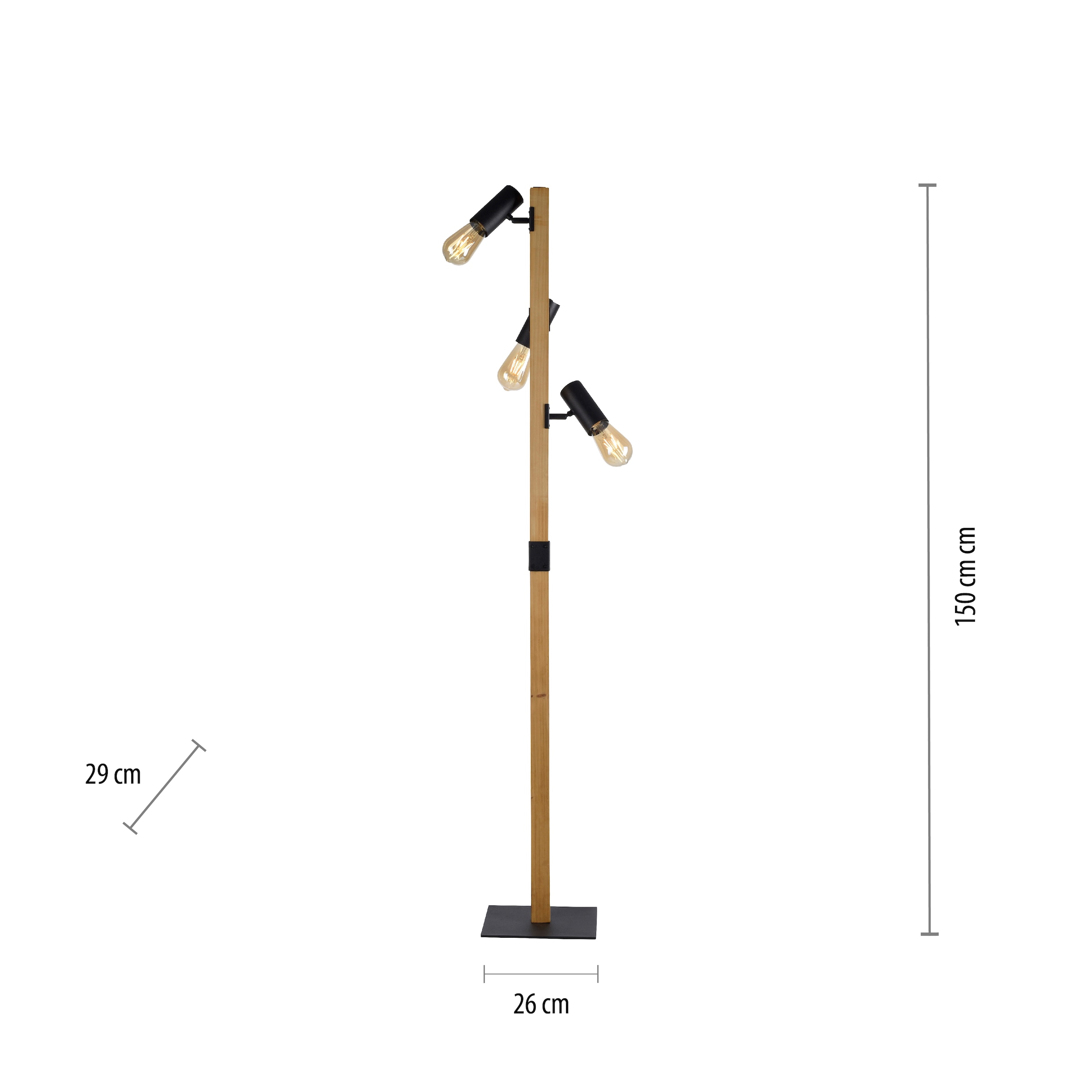 JUST LIGHT Stehlampe »PILON«, 3 flammig, Leuchtmittel E27 | ohne Leuchtmittel, ExklusiveE27, Schalter, Fußschalter