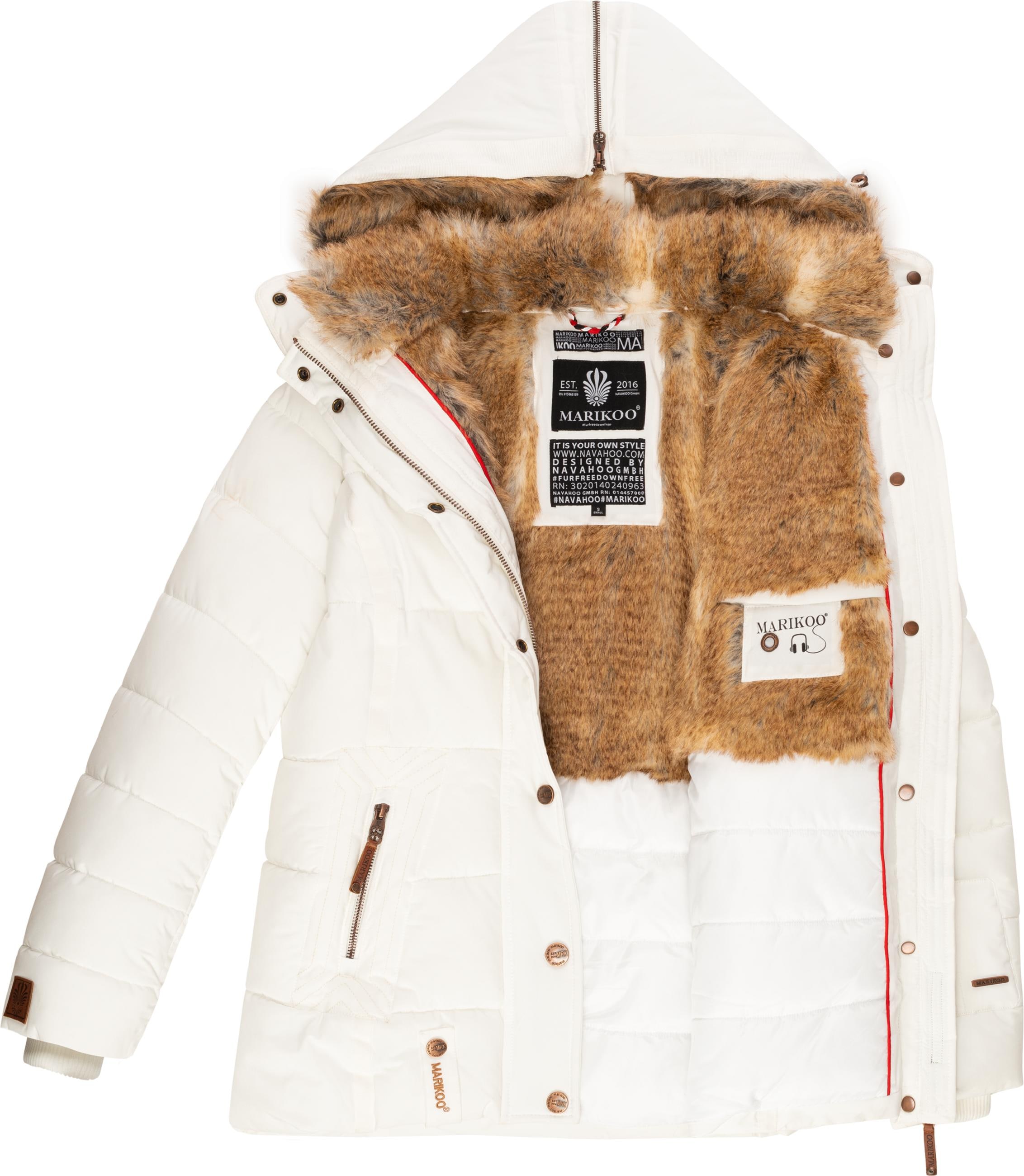 Marikoo Winterjacke »Winterjacke Nekoo«, mit Kapuze, stylische Damen Steppjacke mit großer Kapuze
