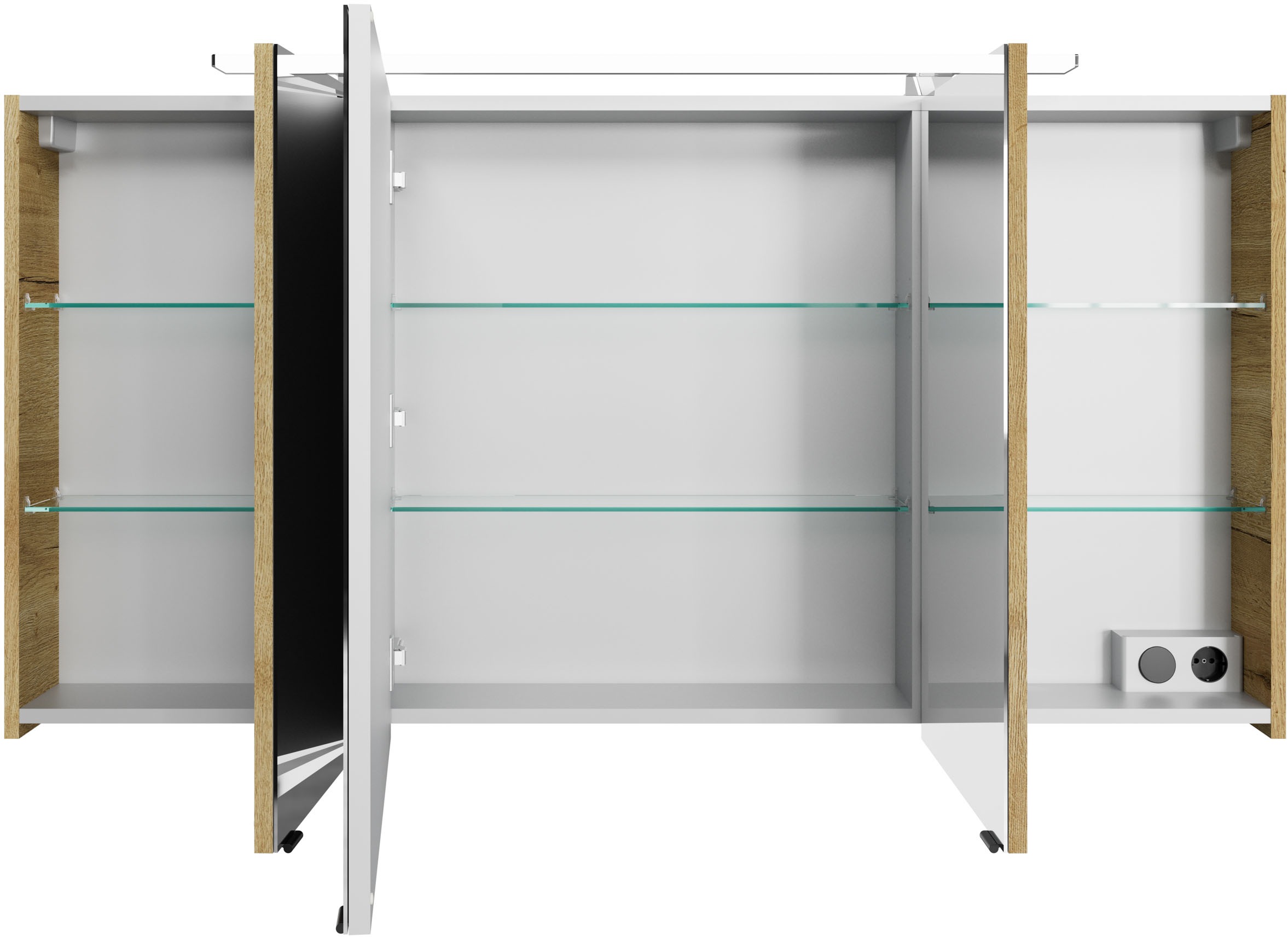 Saphir Badmöbel-Set »Serie 4010 4-teilig Keramik-Waschtisch mit LED-Spiegelschrank«, (Set), Badezimmer Set mit Unterschrank, Midischrank, inkl. Türdämpfer