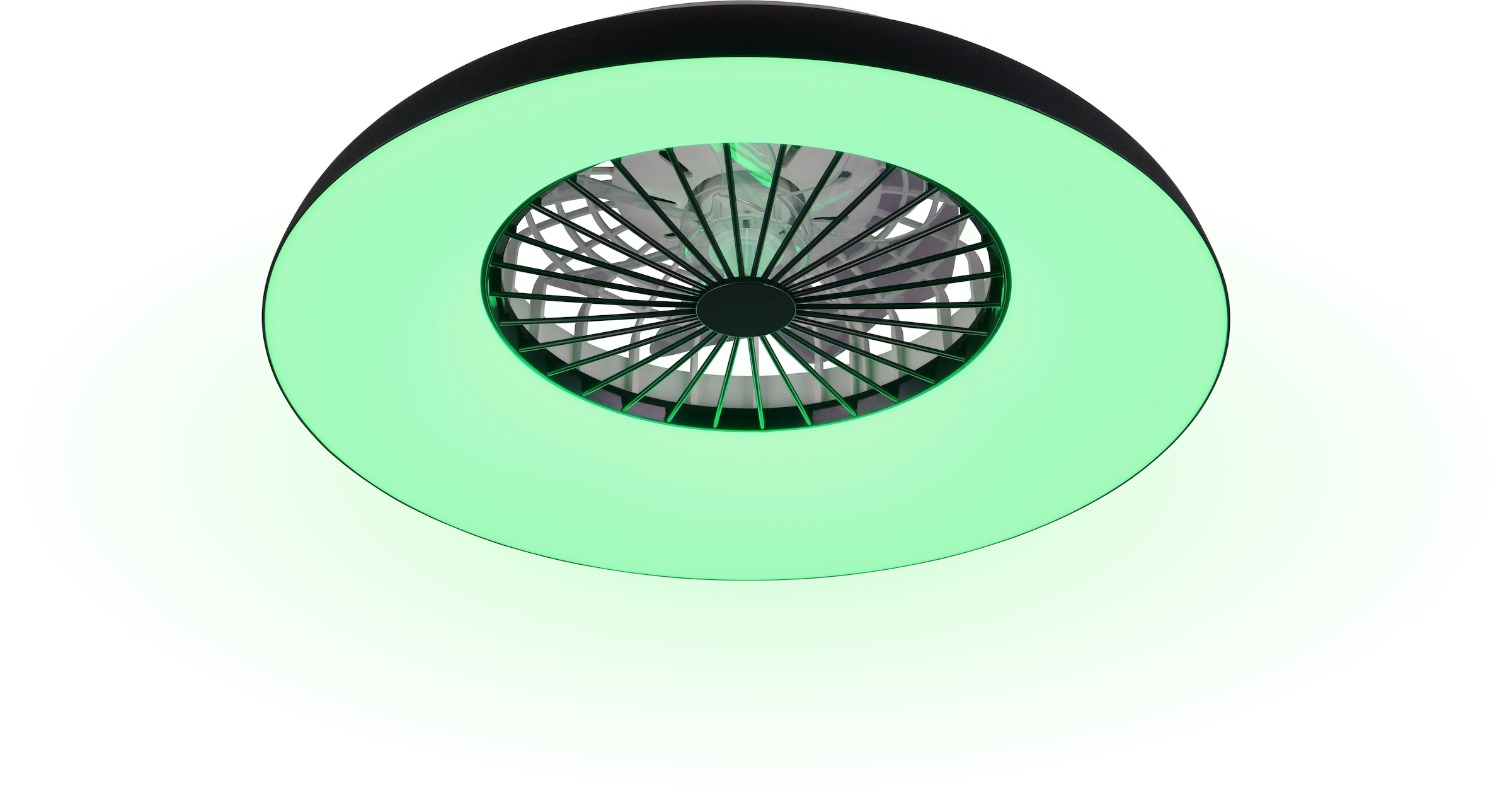 REALITY Leuchten LED Deckenleuchte »SVAERHOLT mit Ventilator, großer Deckenventilator Ø 60cm mit RGB Licht« LED-Board 1 Stk. RGB | warmweiß - kaltweiß 5-Stufen Ventilator Fernbedienung RGB Farbwechsel 4500 Lumen CCT