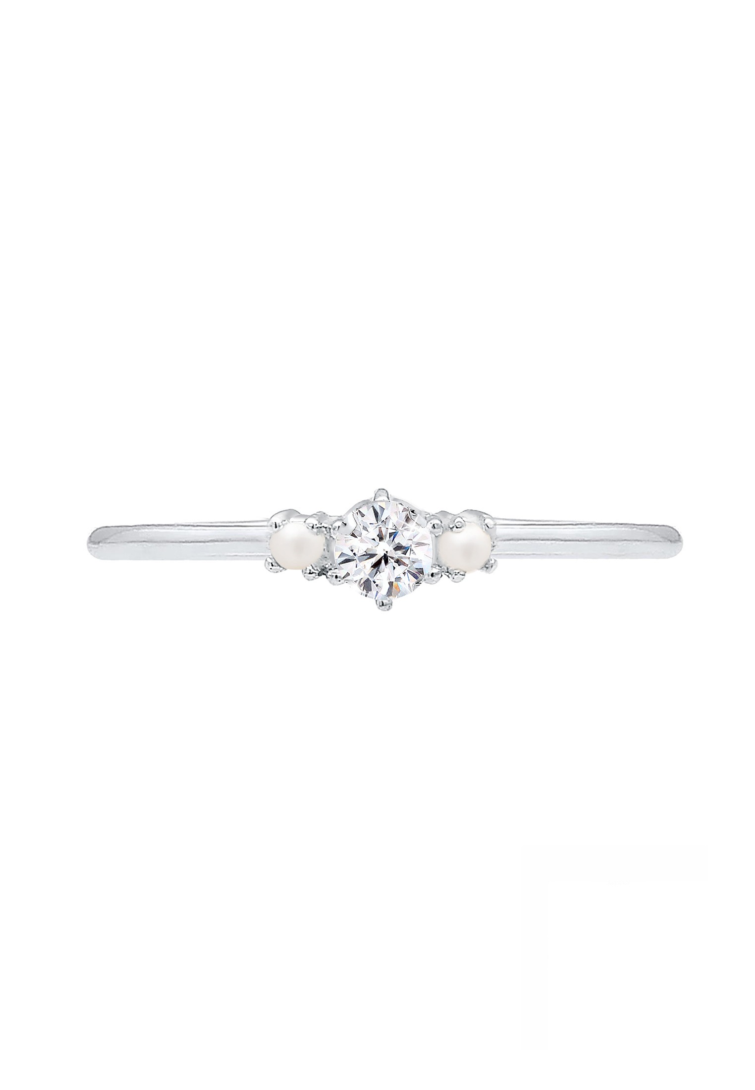 Elli Verlobungsring »Ring Glas Kristalle Synthetische Perle Weiß 925 Sterling Silber«
