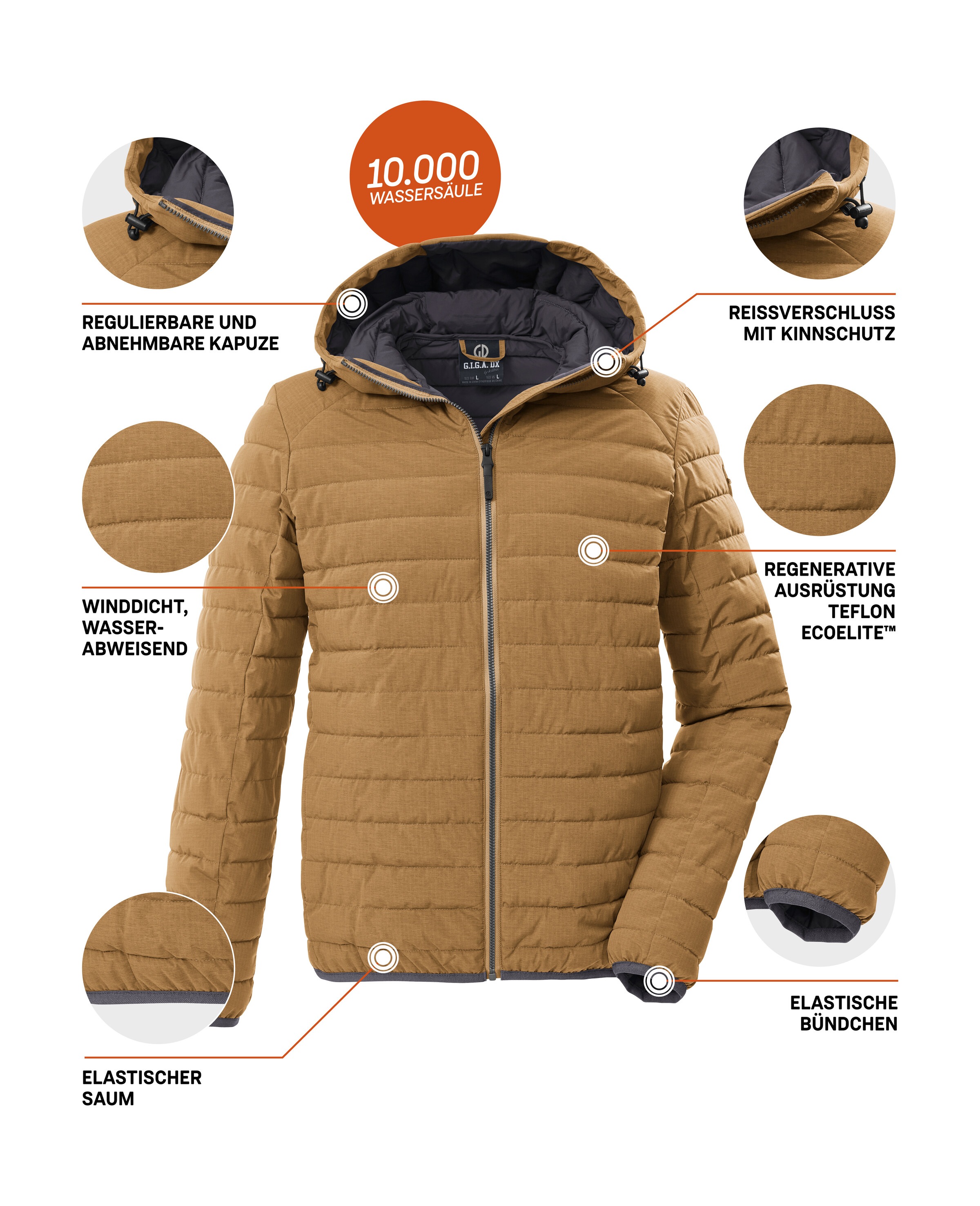 G.I.G.A. DX by killtec Steppjacke »GS 86 MN QLTD JCKT« Schmale, wasserabweisende Herren Steppjacke mit abnehmbarer Kapuze