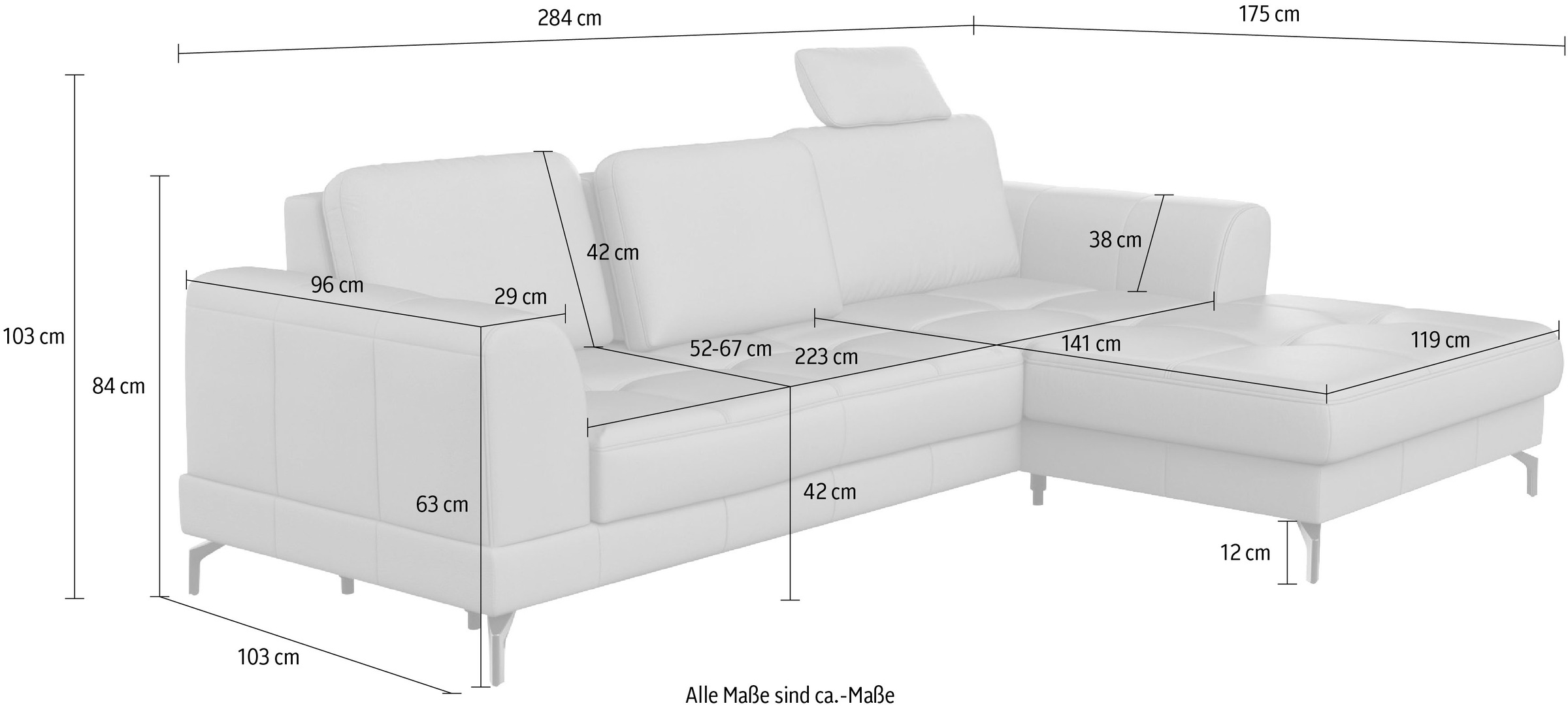 sit&more Ecksofa »Bendigo L-Form« inklusive Sitztiefenverstellung, Bodenfreiheit 12 cm, in 2 Fußfarben