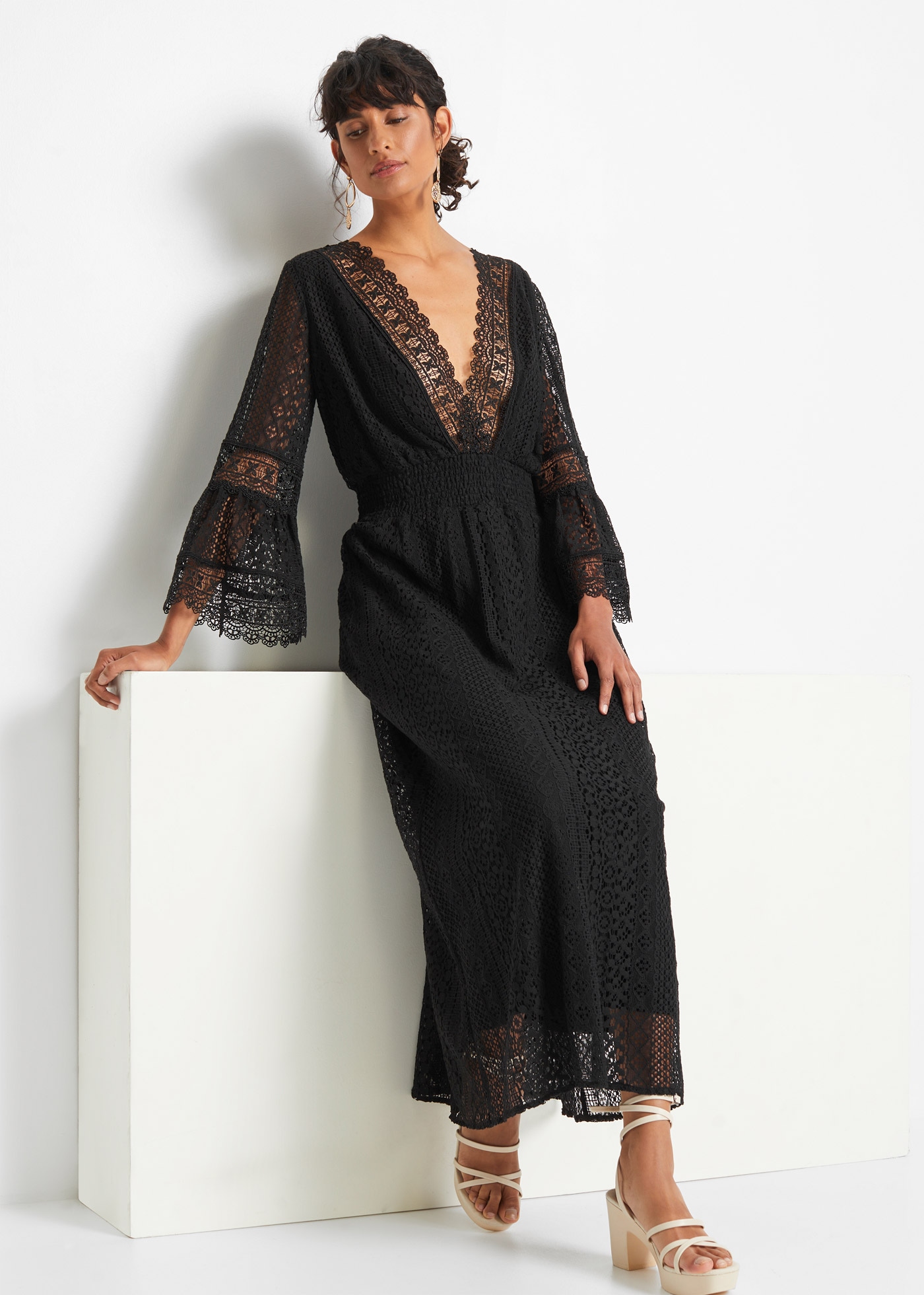 bonprix Maxikleid für Frühjahr und Sommer, aus Baumwolle, feminin geschnitten