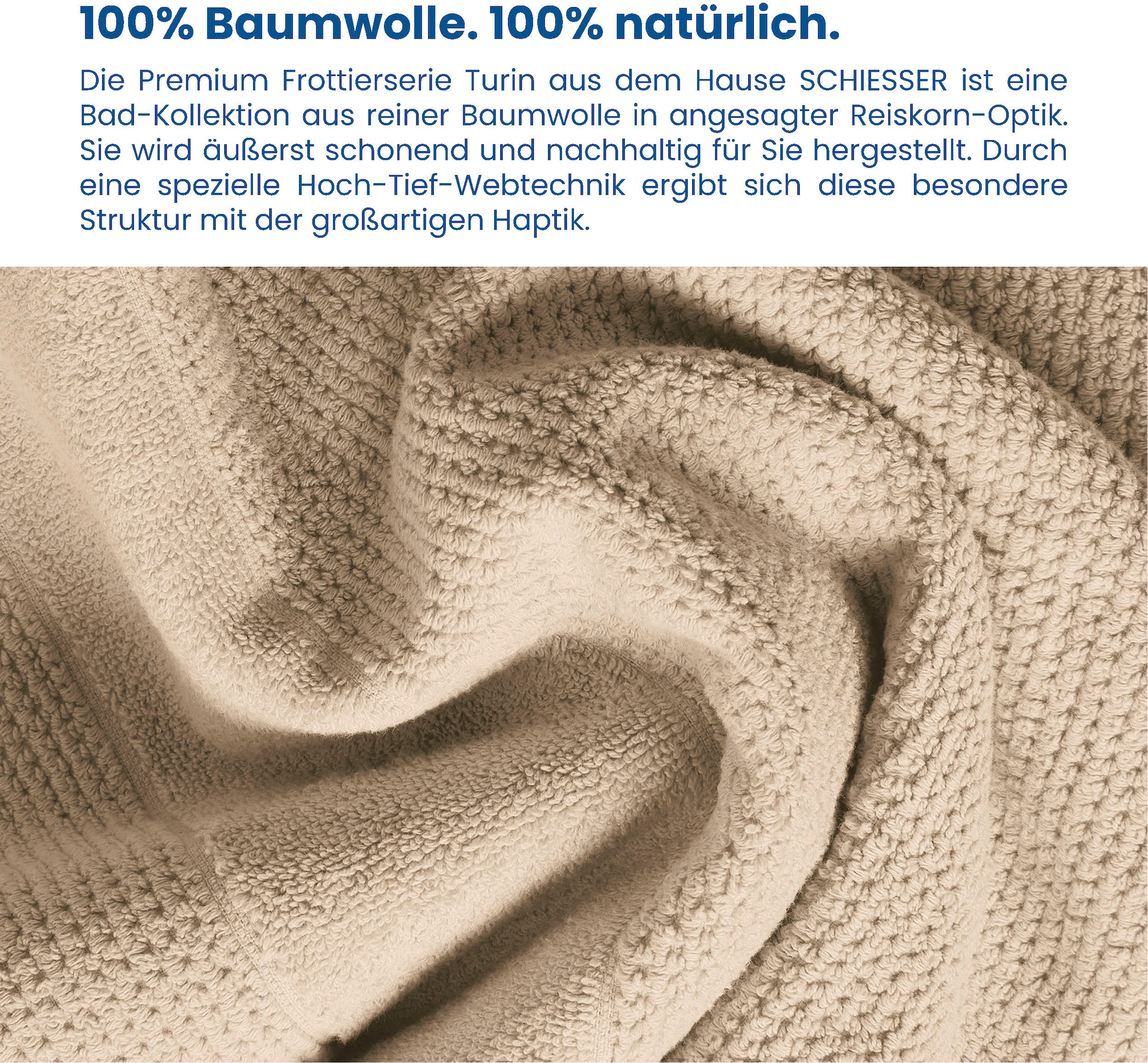 bei OEKO-TEX®-zertifiziert Reiskorn-Optik, Schiesser Baumwolle«, (4 MADE aus »Turin 100% GREEN IN im by kaufen OTTO Set 4er Handtücher St.),